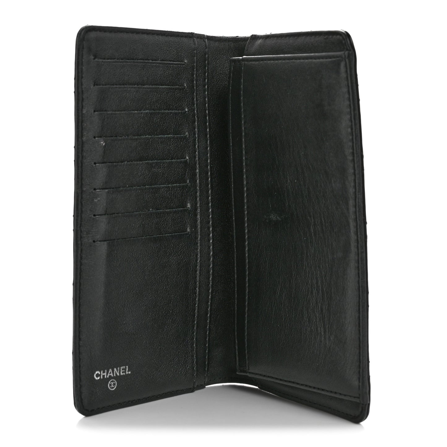 Patent Quilted Brilliant Yen Wallet Black