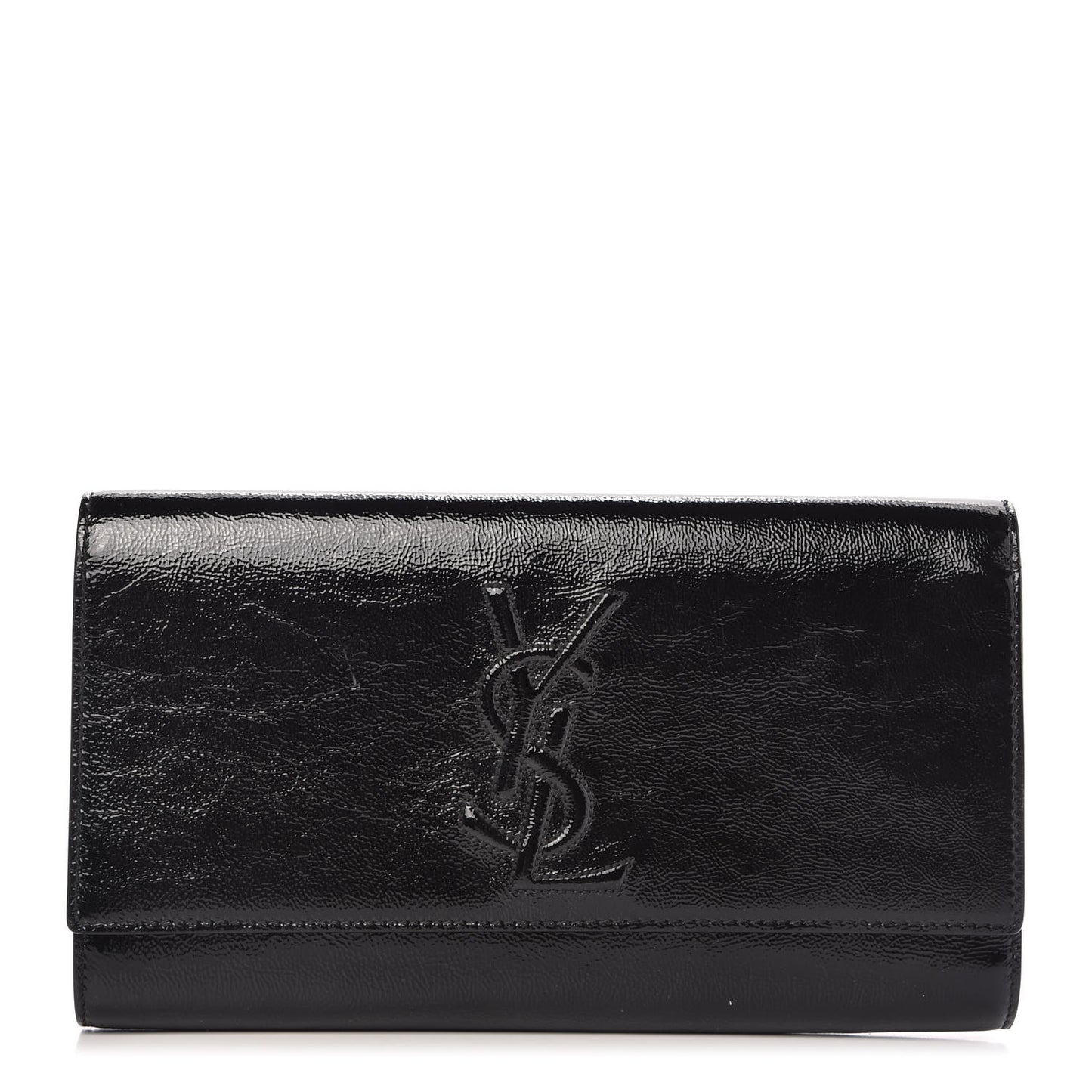 Textured Patent Monogram Large Belle De Jour Clutch Black