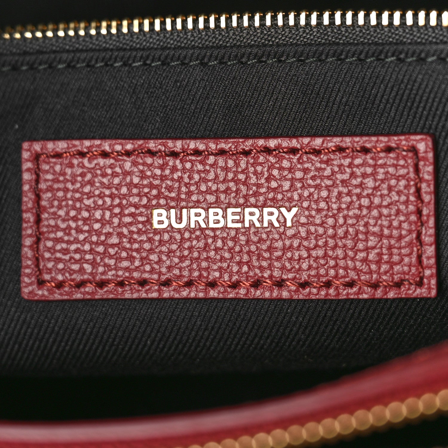 Burberry Derby Calfskin House Check Medium Banner Tote Crimson 6 of 8