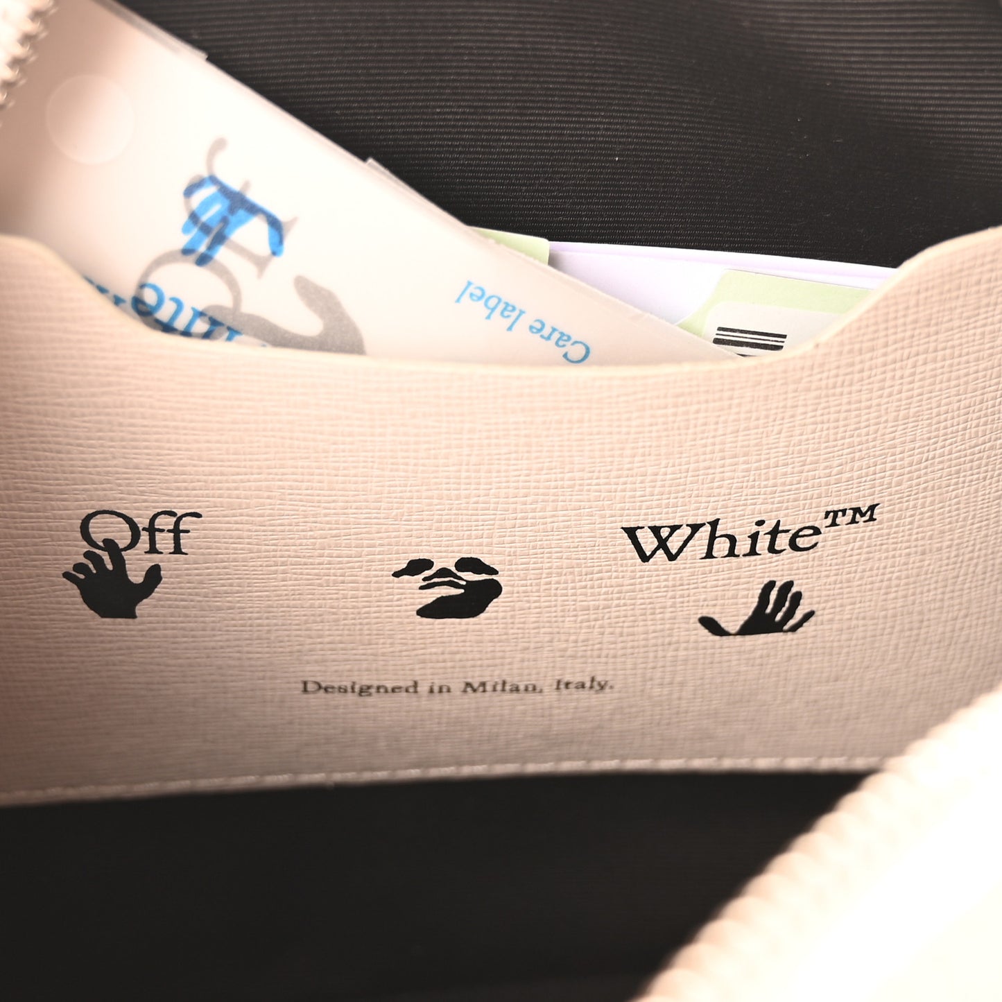 Saffiano Striped Binder Clip Camera Bag White Black Indus