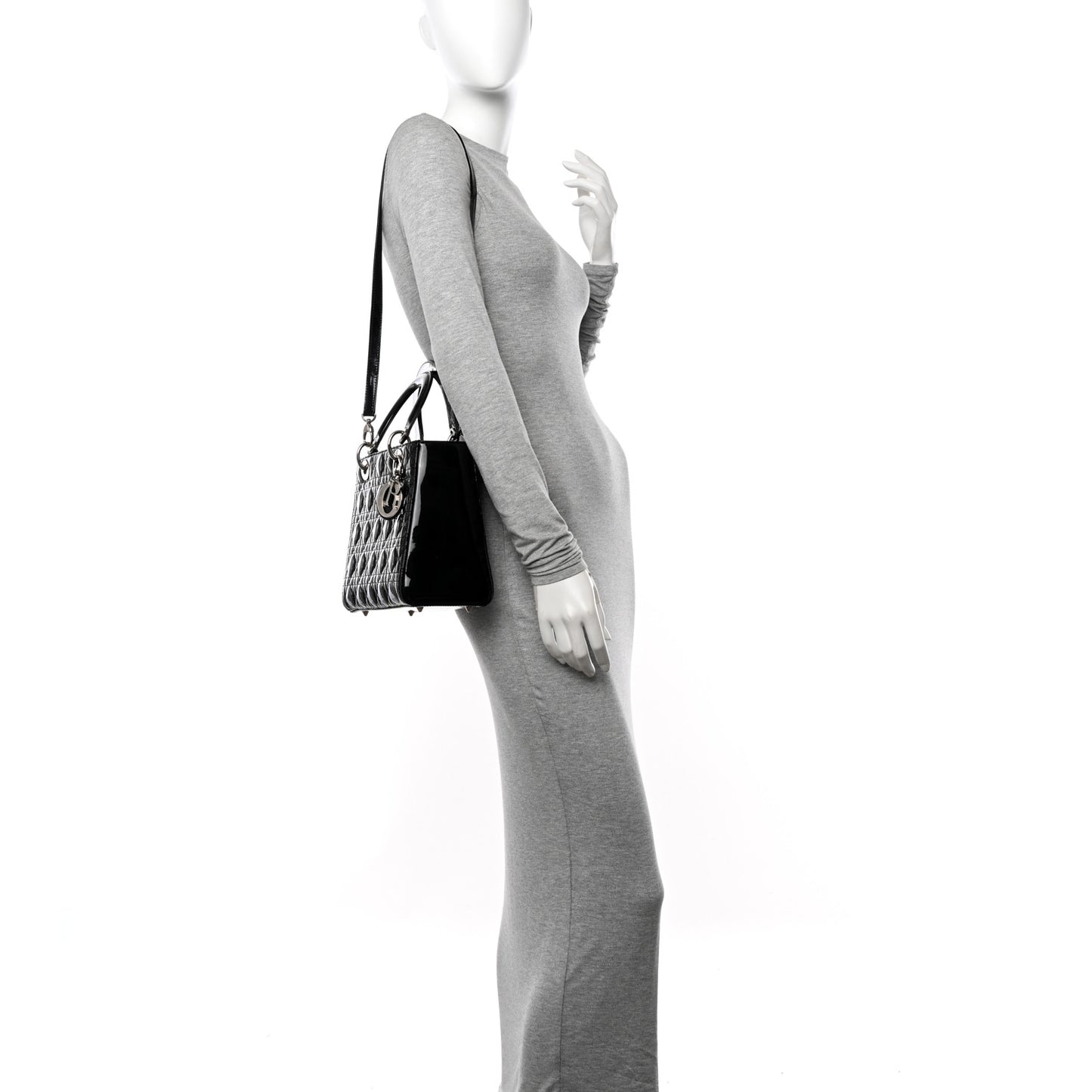 Patent Cannage Medium Lady Dior Black