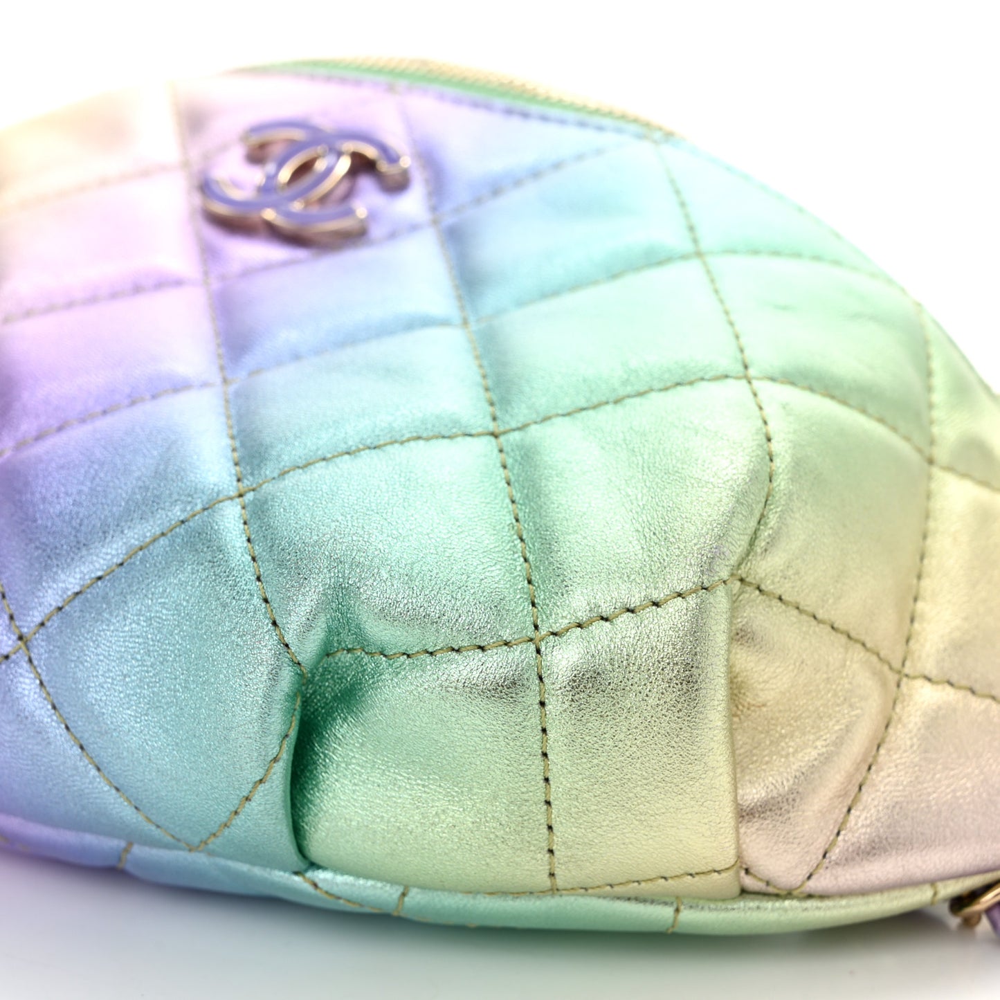Gradient Metallic Lambskin Quilted Walking Mood Waist Bag Fanny Pack Pink Purple Green