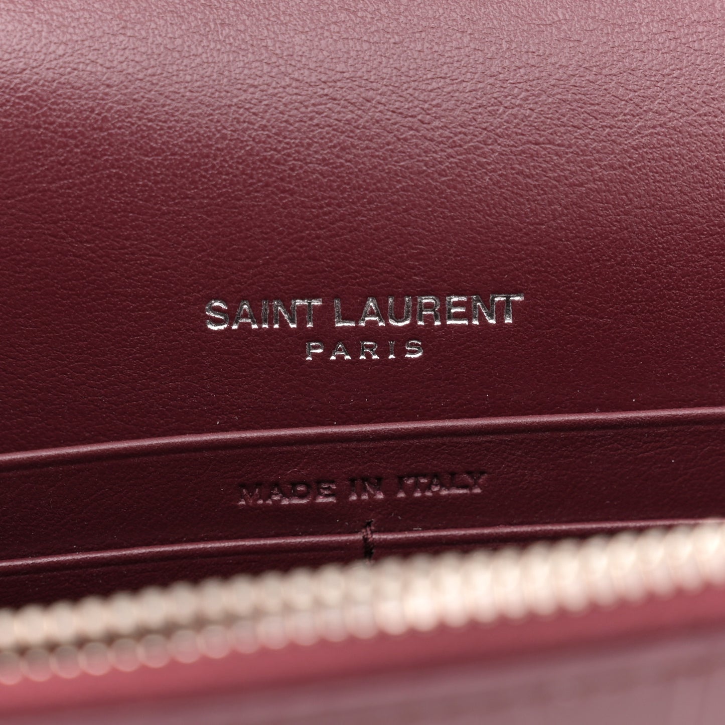 Calfskin Crocodile Embossed Kate Monogram Tassel Chain Wallet Rouge Legion