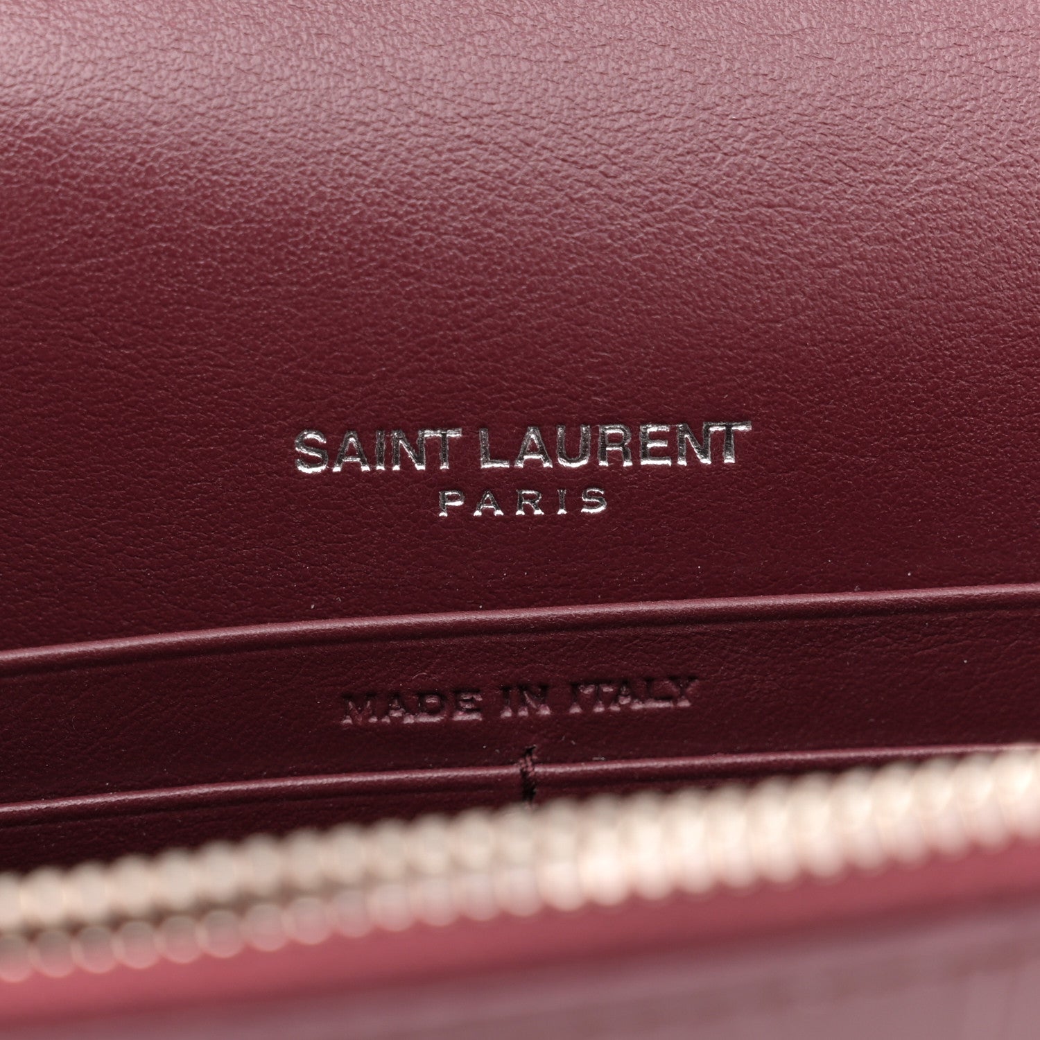 Saint Laurent Calfskin Crocodile Embossed Kate Monogram Tassel Chain Wallet Rouge Legion 6 of 14