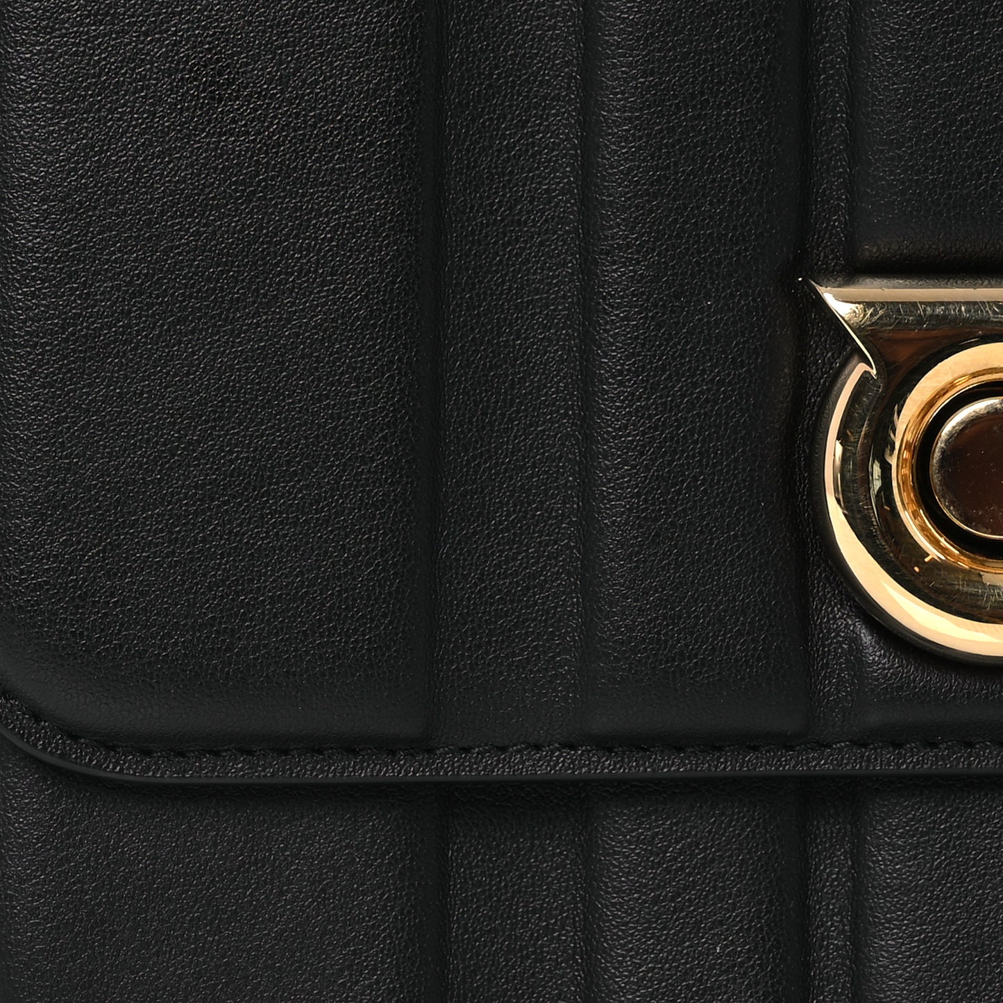 Calfskin Quilted Medium New Gancini Shoulder Bag Black