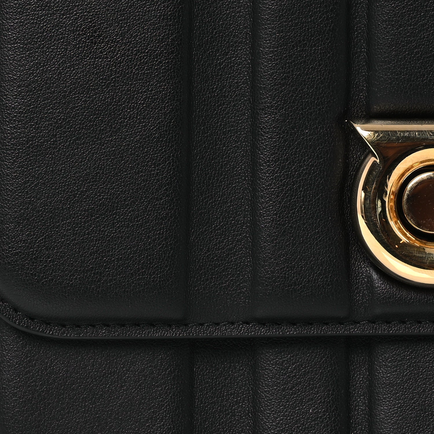 Salvatore Ferragamo Calfskin Quilted Medium New Gancini Shoulder Bag Black 8 of 13