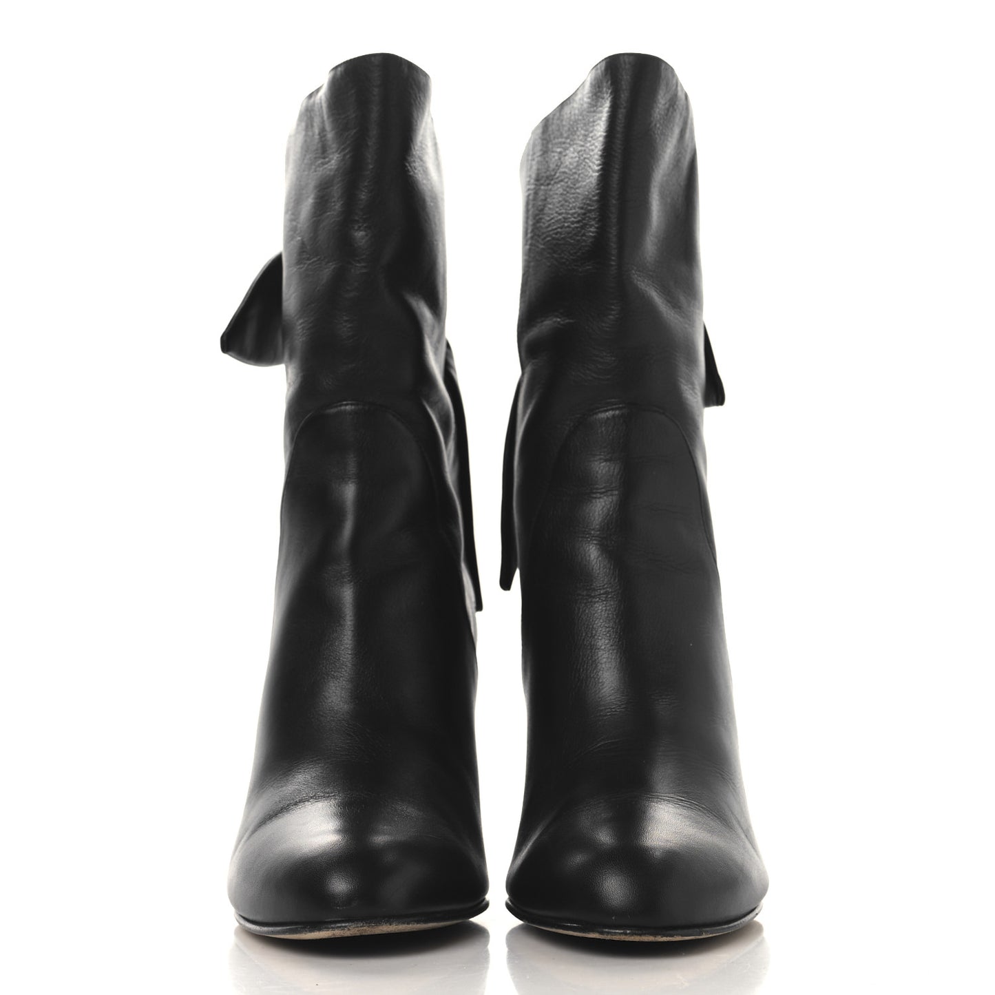 Smooth Calfskin Malene 85 Bow Ankle Boots 41 Black