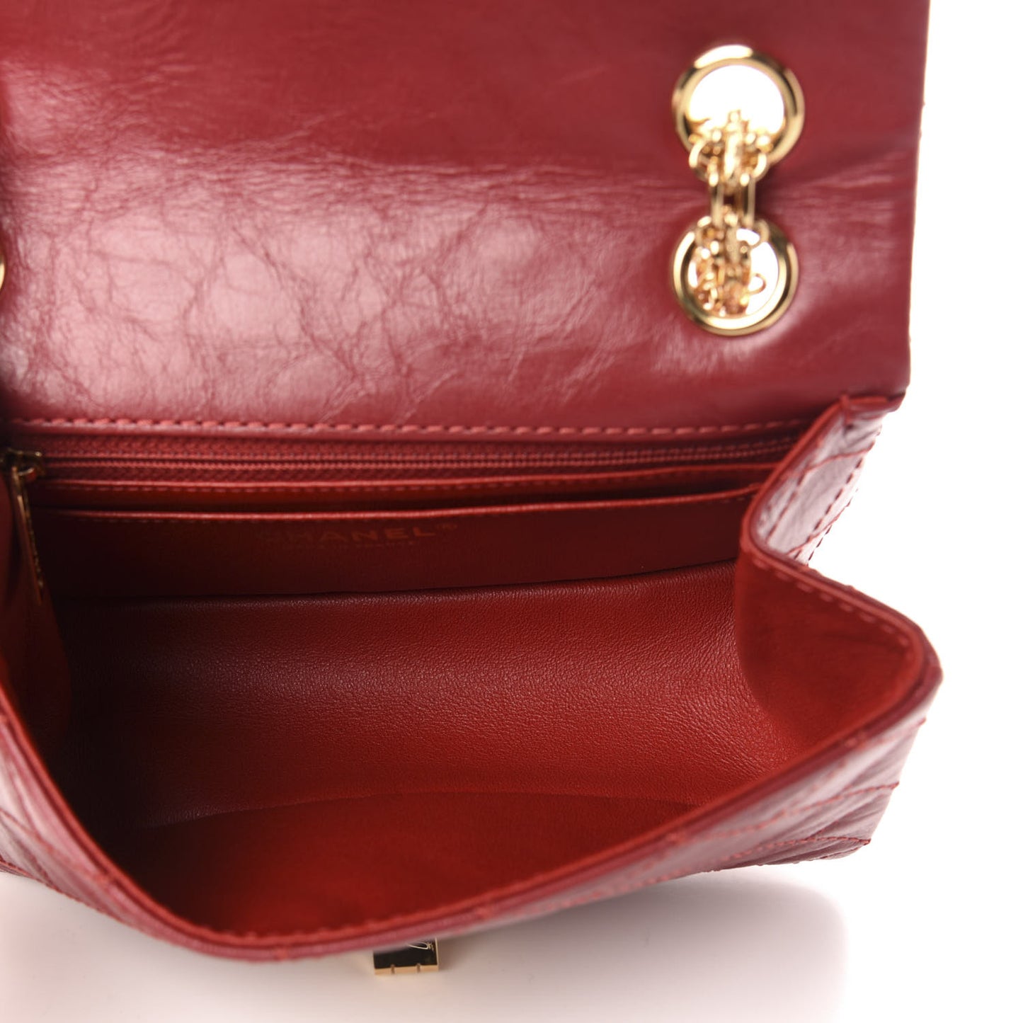 Aged Calfskin Quilted 2.55 Reissue Mini Flap Red