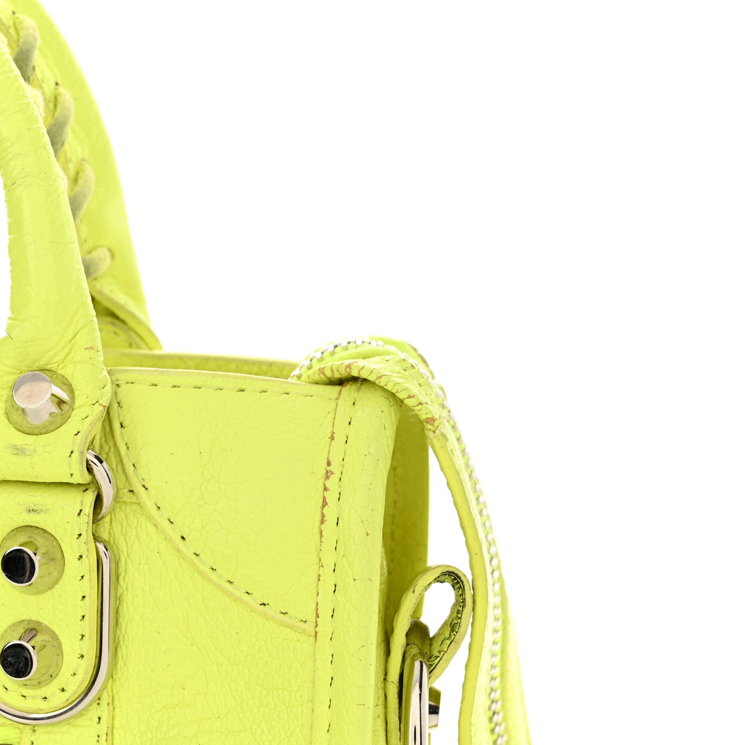 Balenciaga Chevre Silver Metallic Edge Hardware Mini City Acid Green 15 of 20