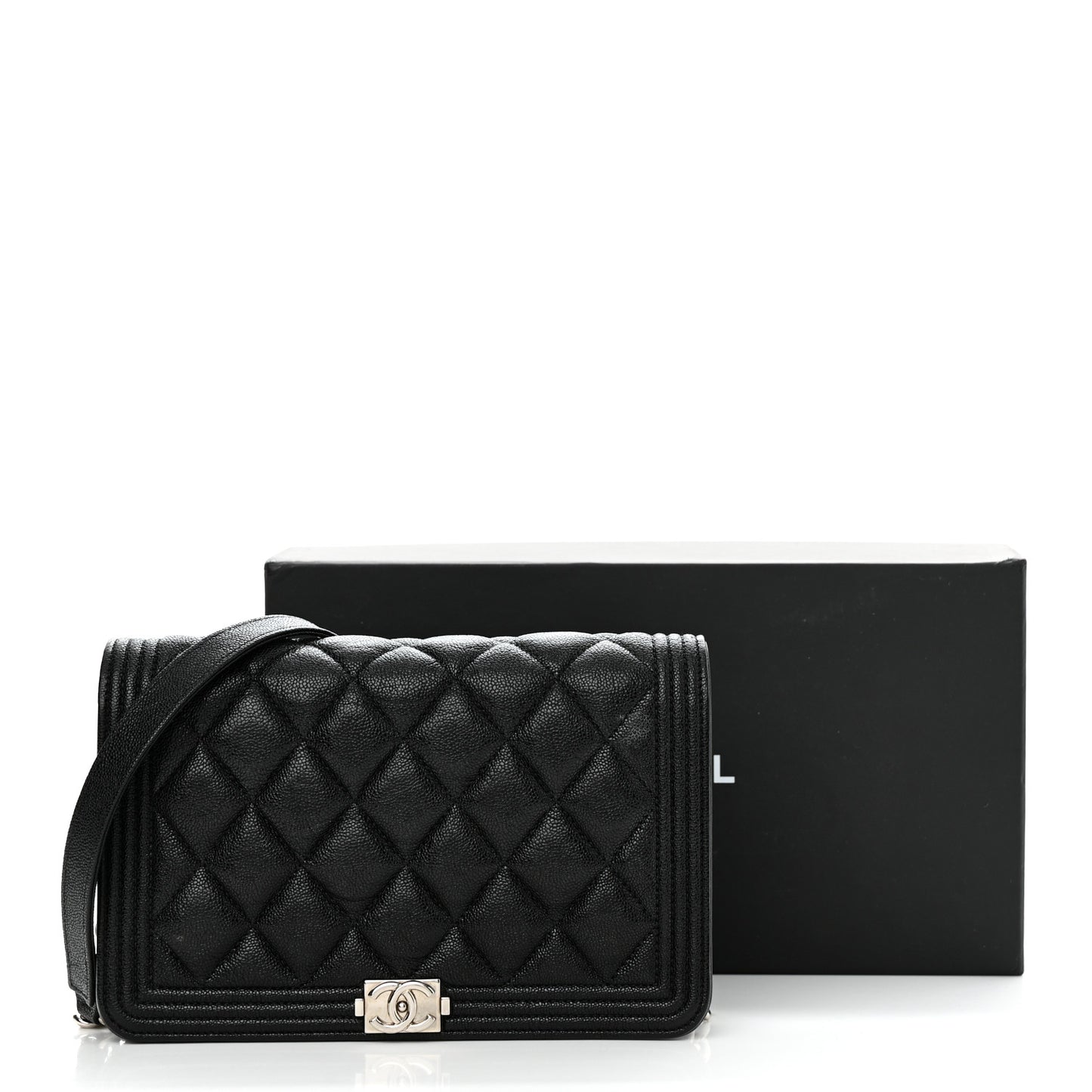 Caviar Quilted Boy Wallet On Chain WOC Black