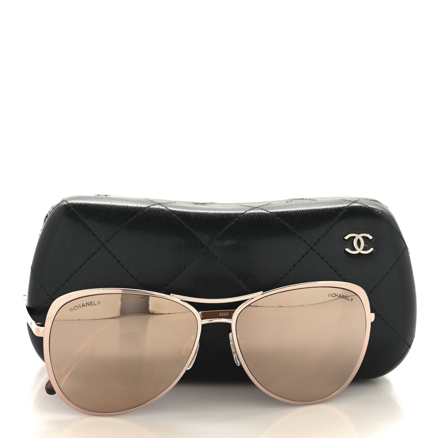 Chanel Metal Mirrored Pilot Summer Sunglasses 4223 Pink Gold 7 of 7