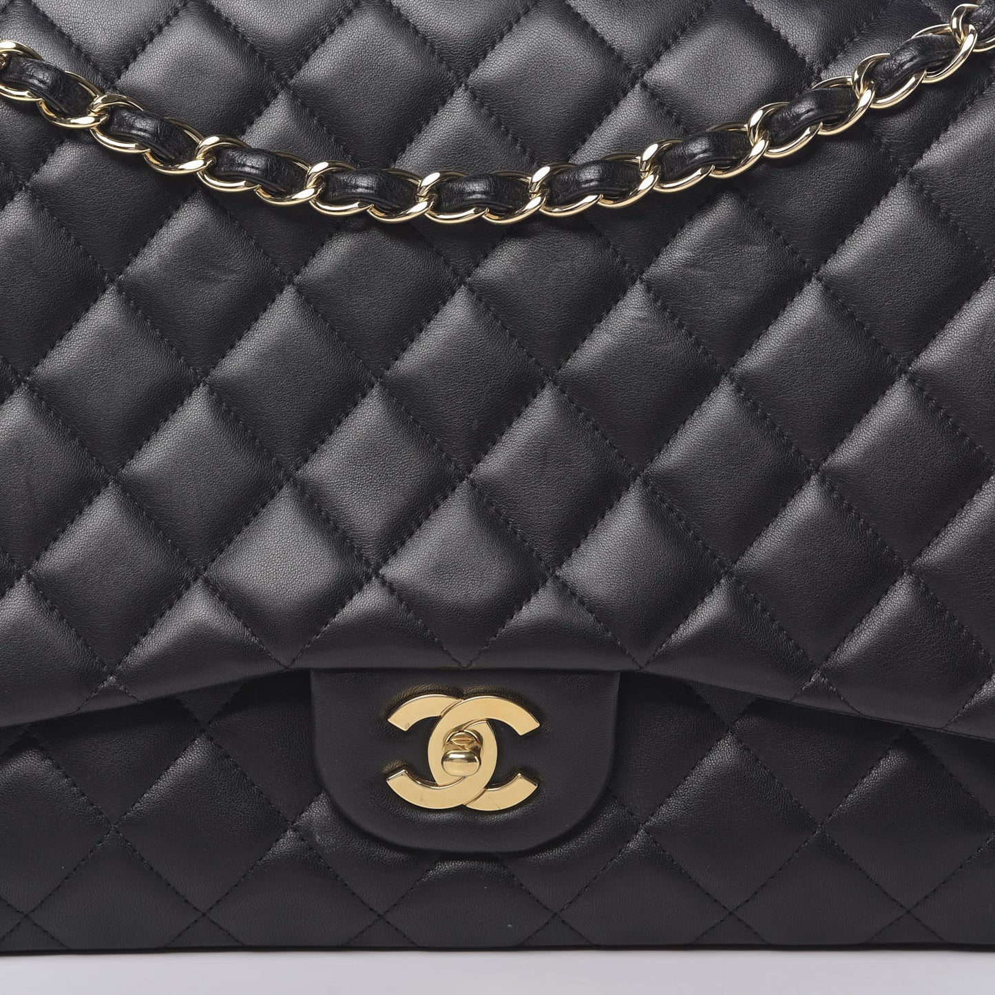 Lambskin Quilted Maxi Single Flap Black