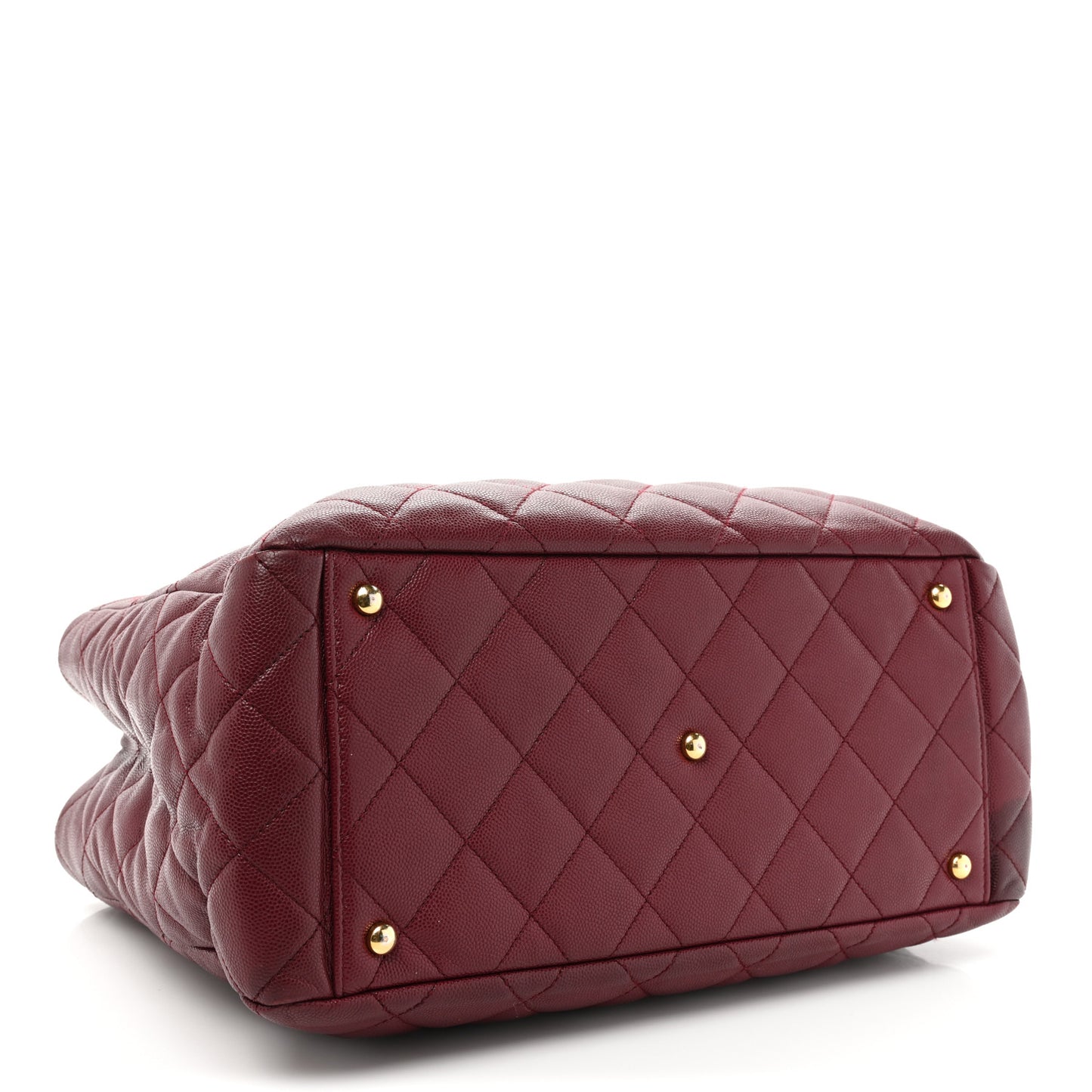 Caviar Quilted Shopping Tote Dark Burgundy