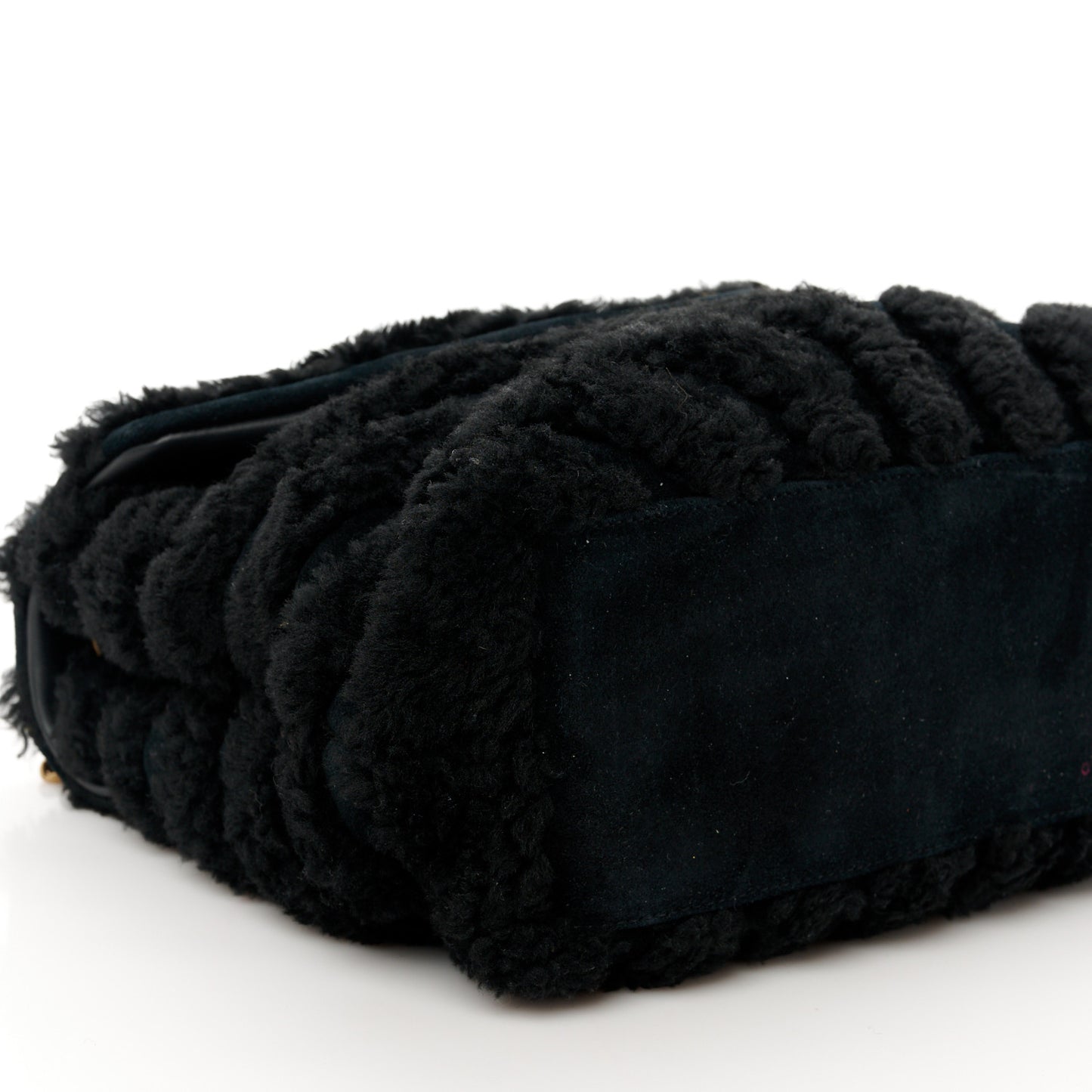 Shearling Y Quilted Monogram Medium Loulou Chain Satchel Black
