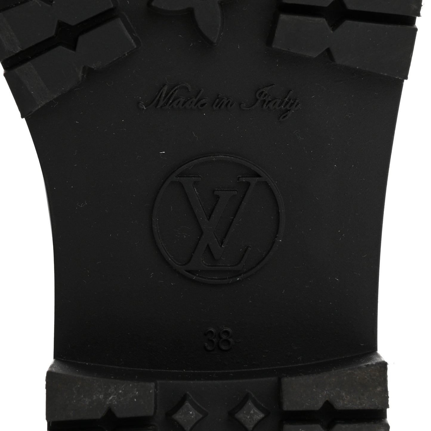 Rubber Embossed Monogram Drops Flat Half Boots 38 Black
