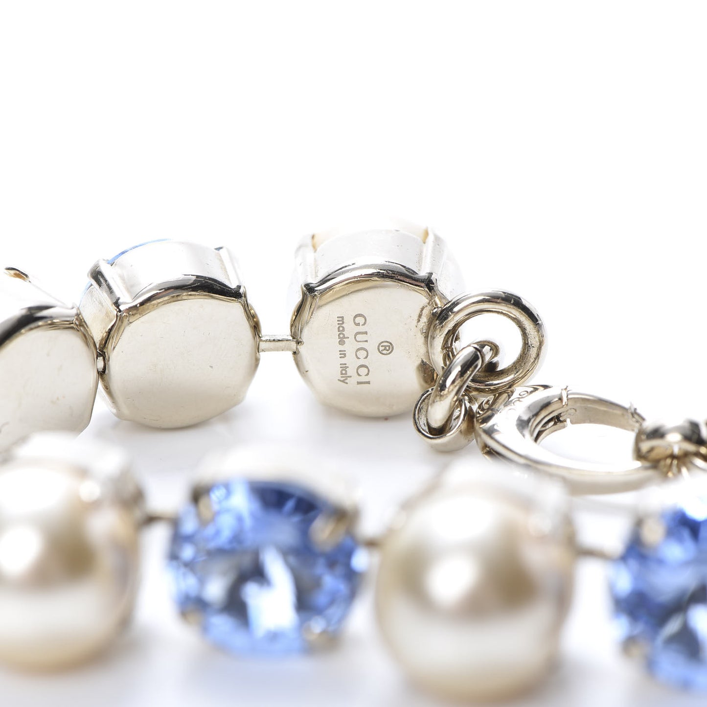 Crystal Pearl Bracelet Aged Gold Blue