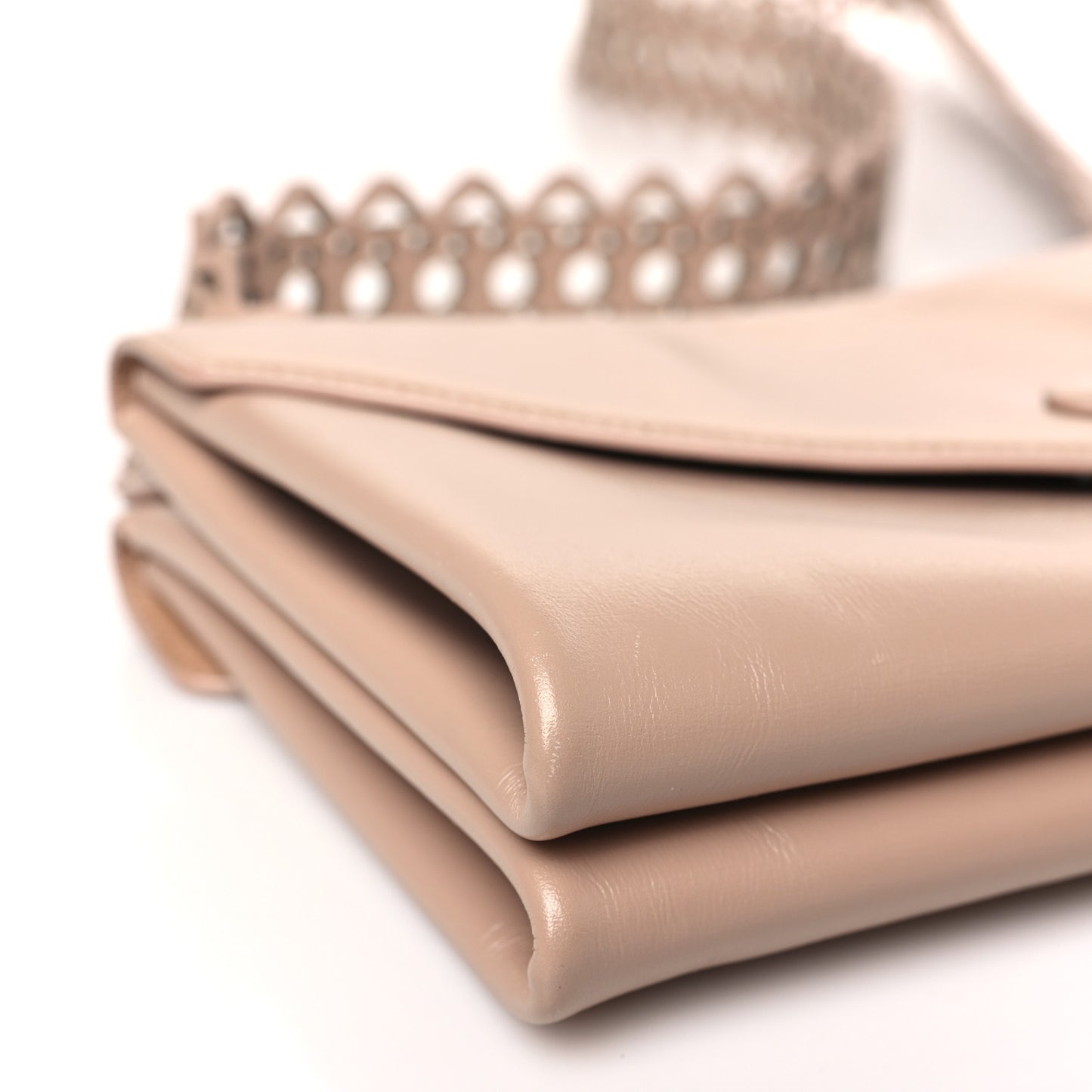 Calfskin Laser Cut Oum Double Envelope Clutch Crossbody Sable