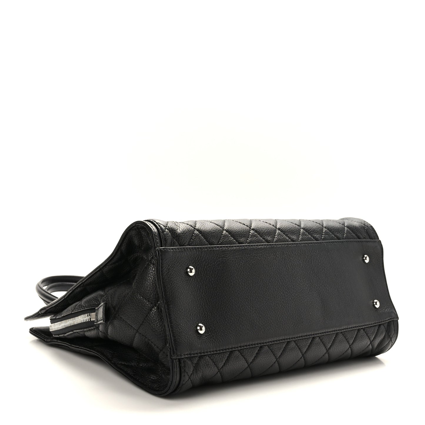 Calfskin Quilted Shopping Tote Black