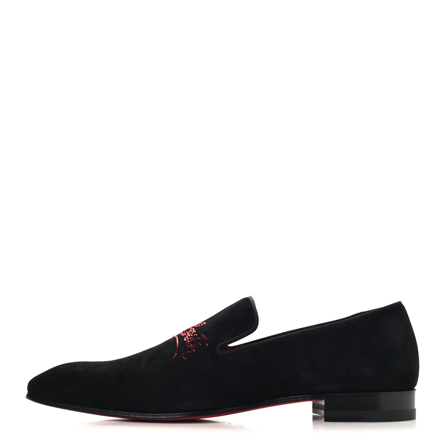 Christian Louboutin Veau Velours Strass Mens Navy Dandelion Flat Loafers 41  Black Loubi 1867832 – FASHIONPHILE