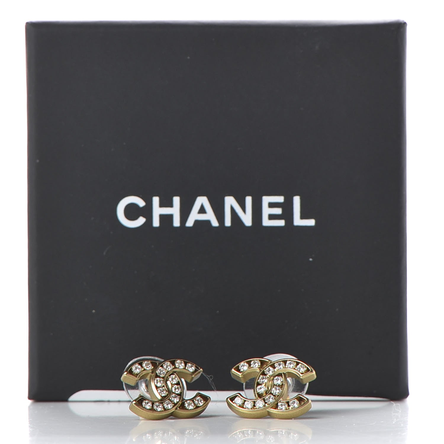 Chanel Crystal CC Earrings Gold 5 of 5