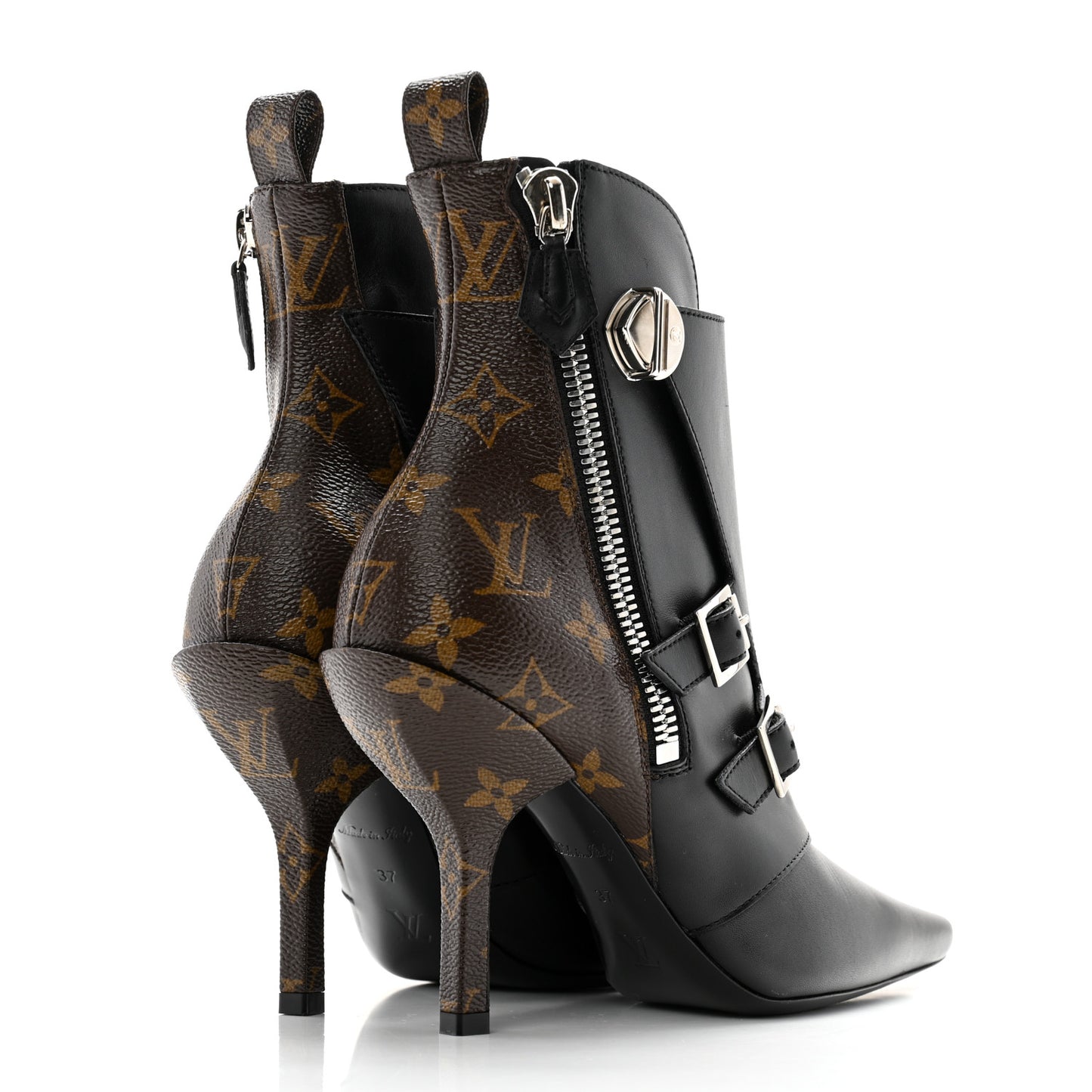 Calfskin Monogram Janet Ankle Boots 37 Black