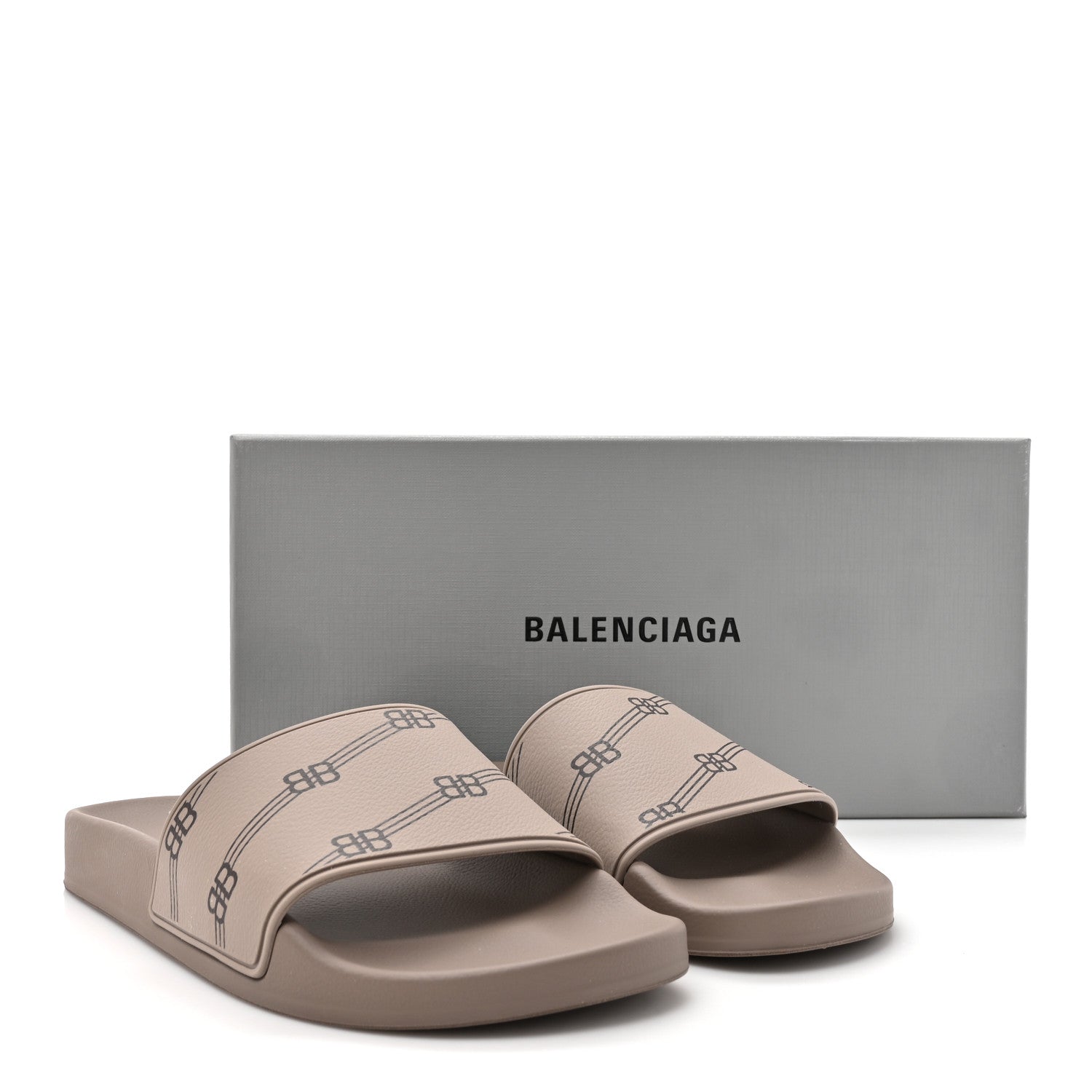 Balenciaga Rubber Allover Logo Pool Slide Sandals 38 Dark Mink 10 of 10