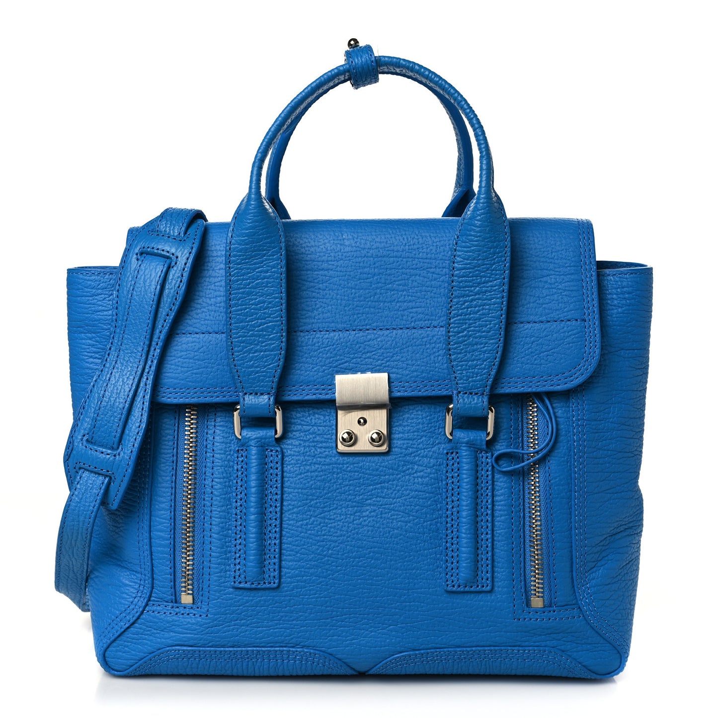 Textured Calfskin Large Pashli Satchel Cobalt