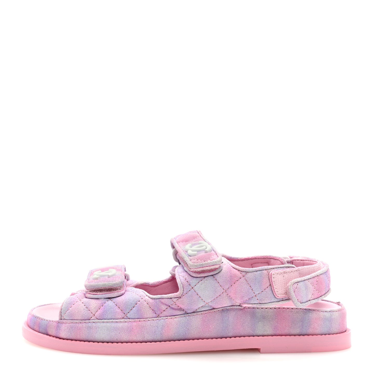 Suede Quilted Dad Sandals 38 Pink Purple