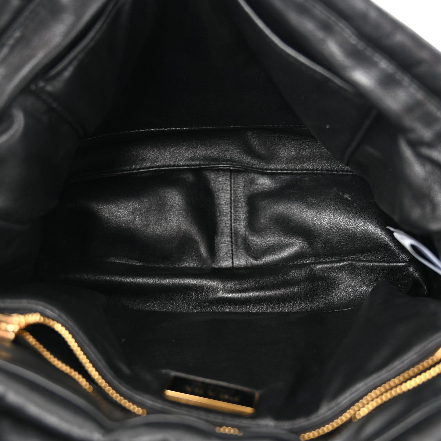 Nappa Soft Padded Logo Embossed Triangle Quilted Shoulder Bag Black