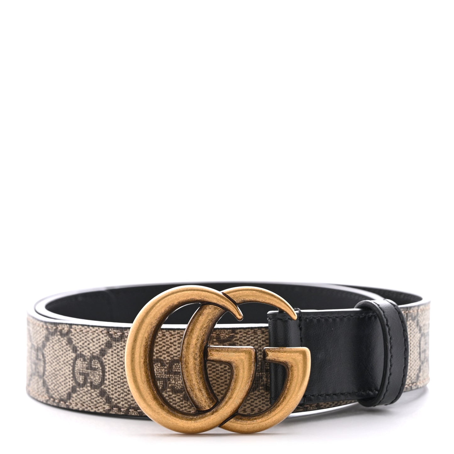GG Supreme Monogram Matte Plutone Calfskin Double G 30mm Belt 75 30 Beige Ebony Black