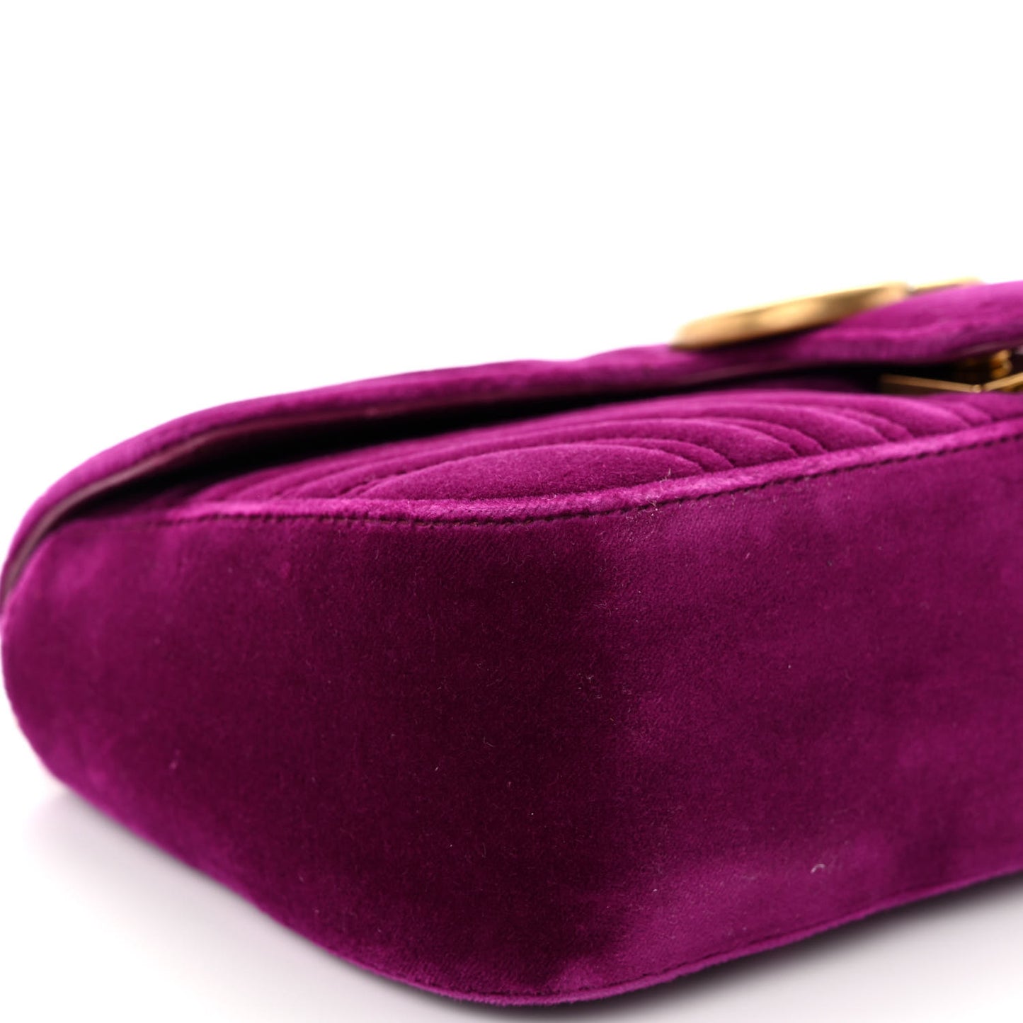 Velvet Matelasse Small GG Marmont Shoulder Bag Fuchsia Violet Cyclamen
