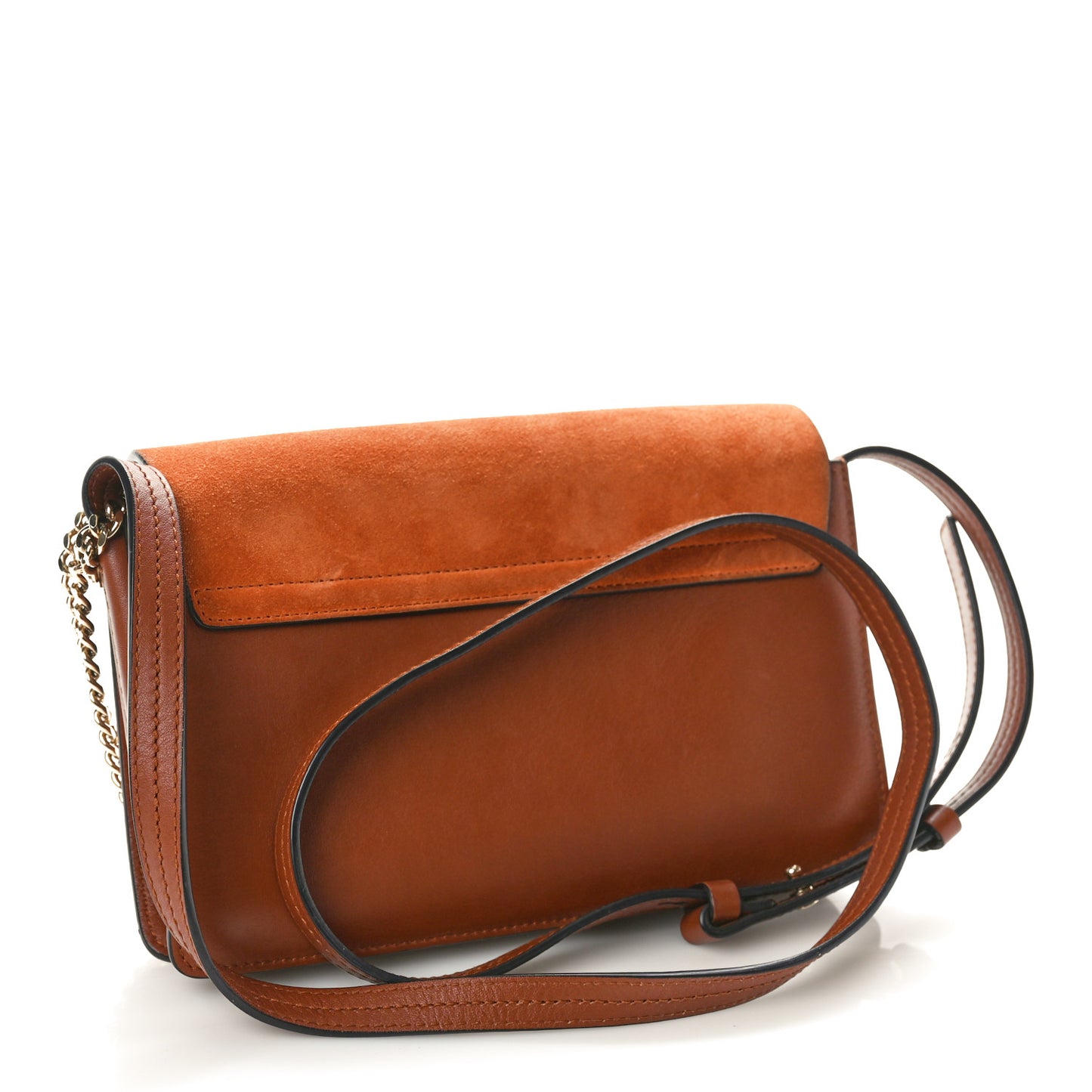Suede Calfskin Small Faye Shoulder Bag Tobacco
