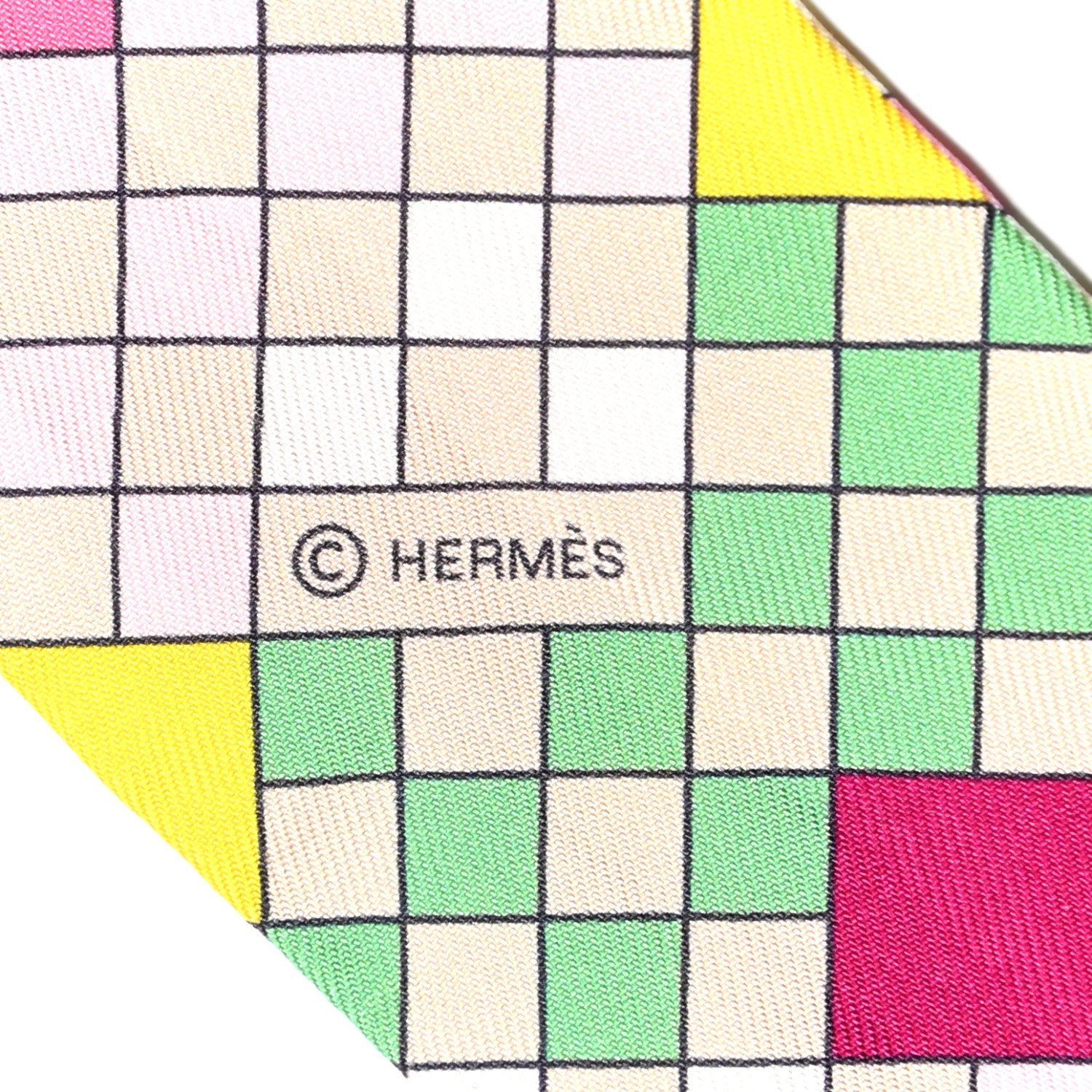 Hermes Silk Colliers De Chiens Remix Twilly Rose Vert Jaune 3 of 4