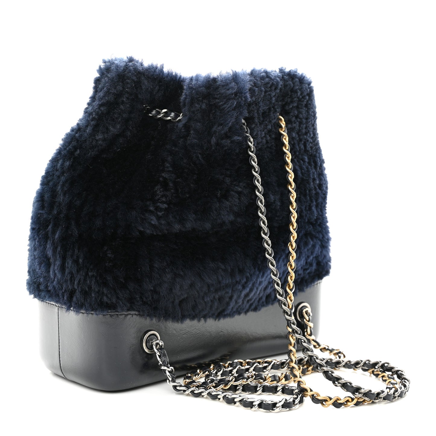 Shearling Small Gabrielle Backpack Navy