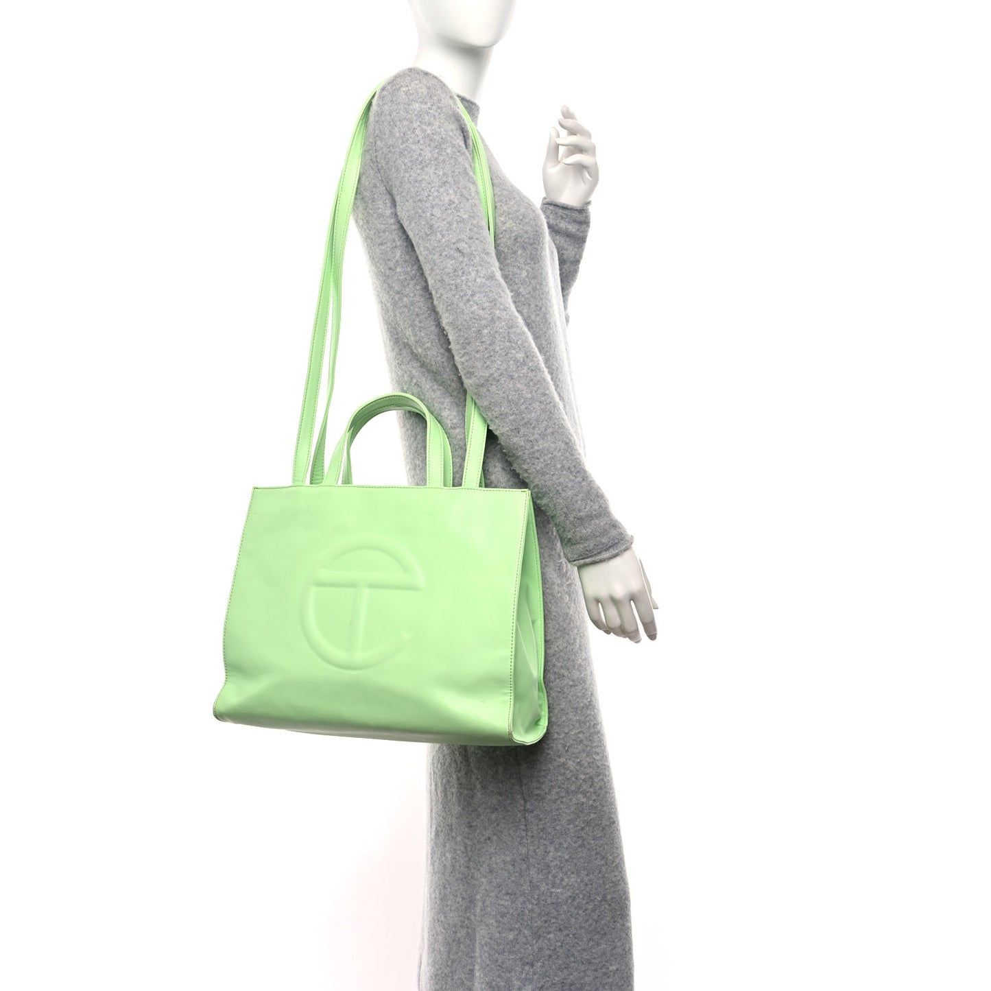 Vegan Leather Medium Shopping Bag Double Mint