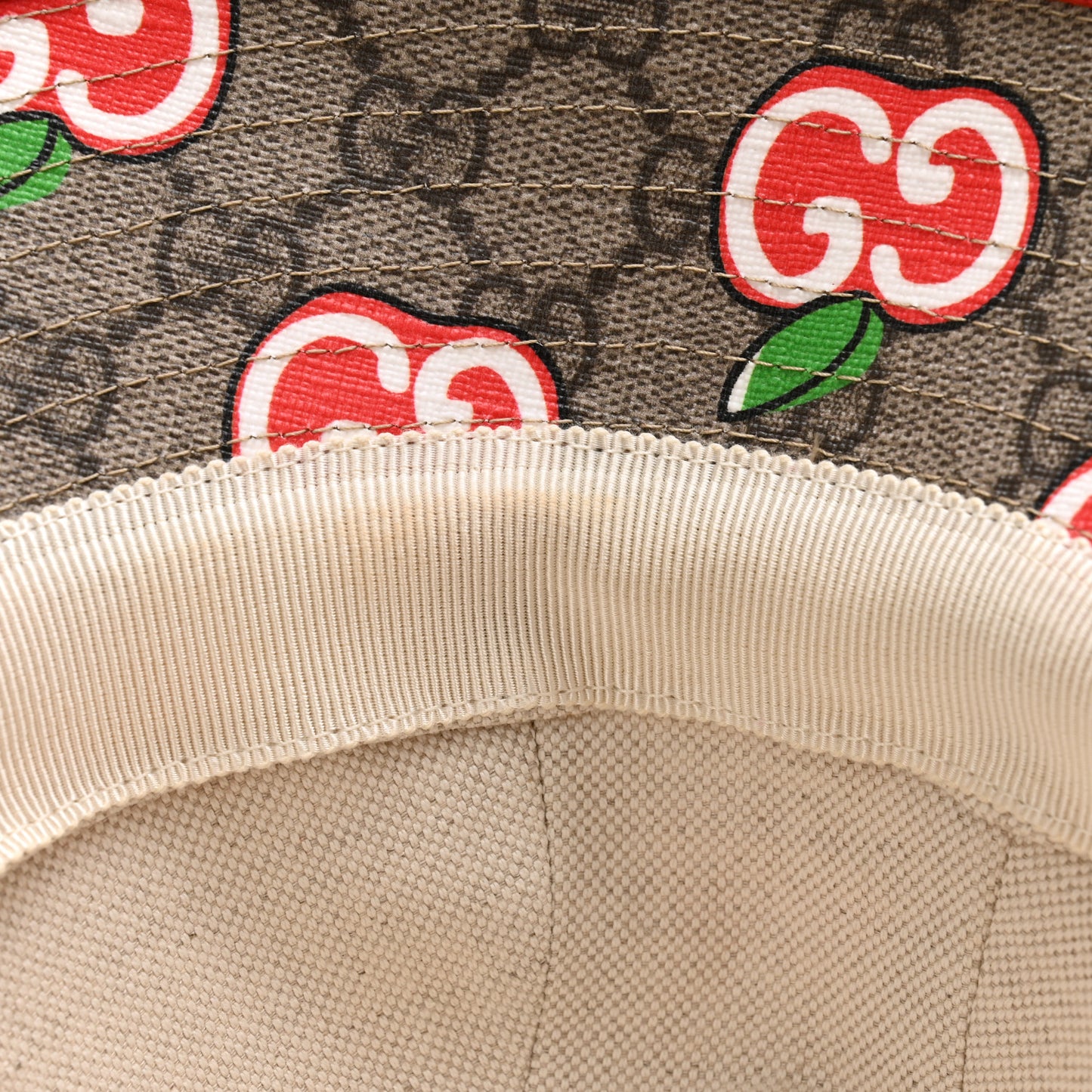 GG Supreme Monogram Apple Textured Dollar Calfskin Retro Interlocking G Fedora Pomme Bucket Hat L Beige Ebony Red