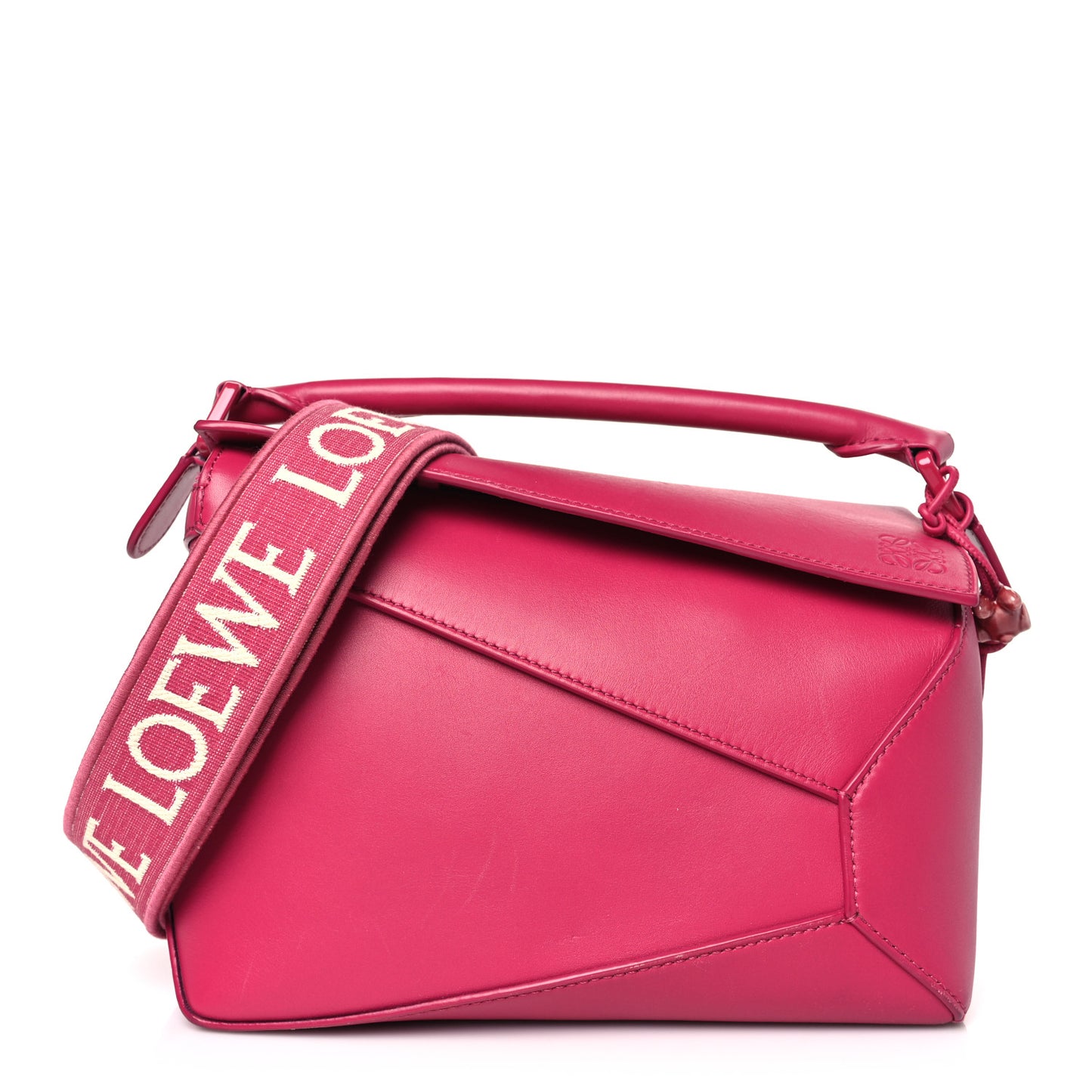 Satin Calfskin Monochrome Small Puzzle Edge Bag Ruby Red Glaze