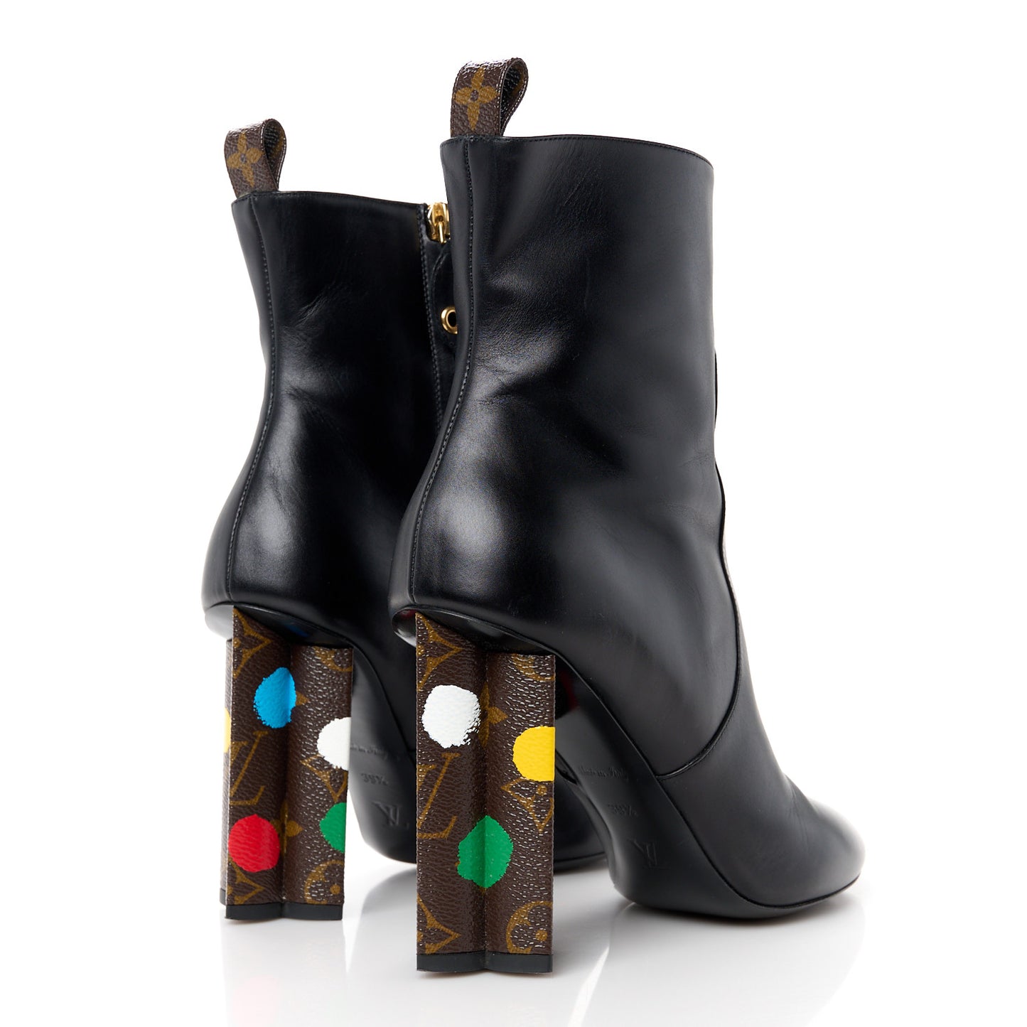 LV X YK Calfskin Monogram Silhouette Ankle Boots 39.5 Black