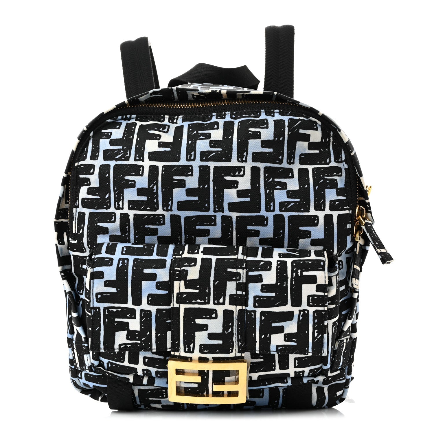 fendi backpack mini white Fendi X JOSHUA VIDES Nylon FF Cloudy Pocket Backpack White Celeste Black 1830246 – FASHIONPHILE
