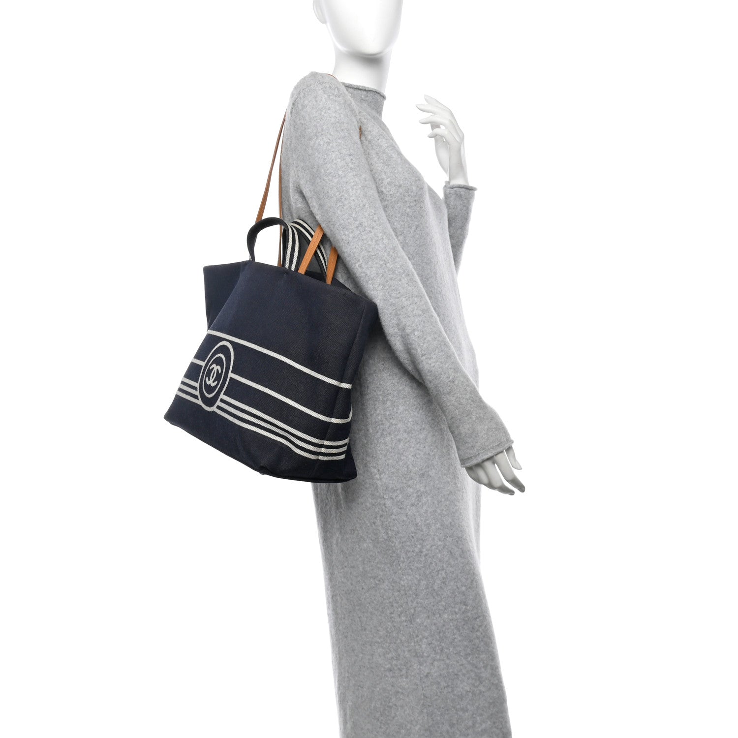 Chanel Denim Large Shopping Tote Blue 2 of 12
