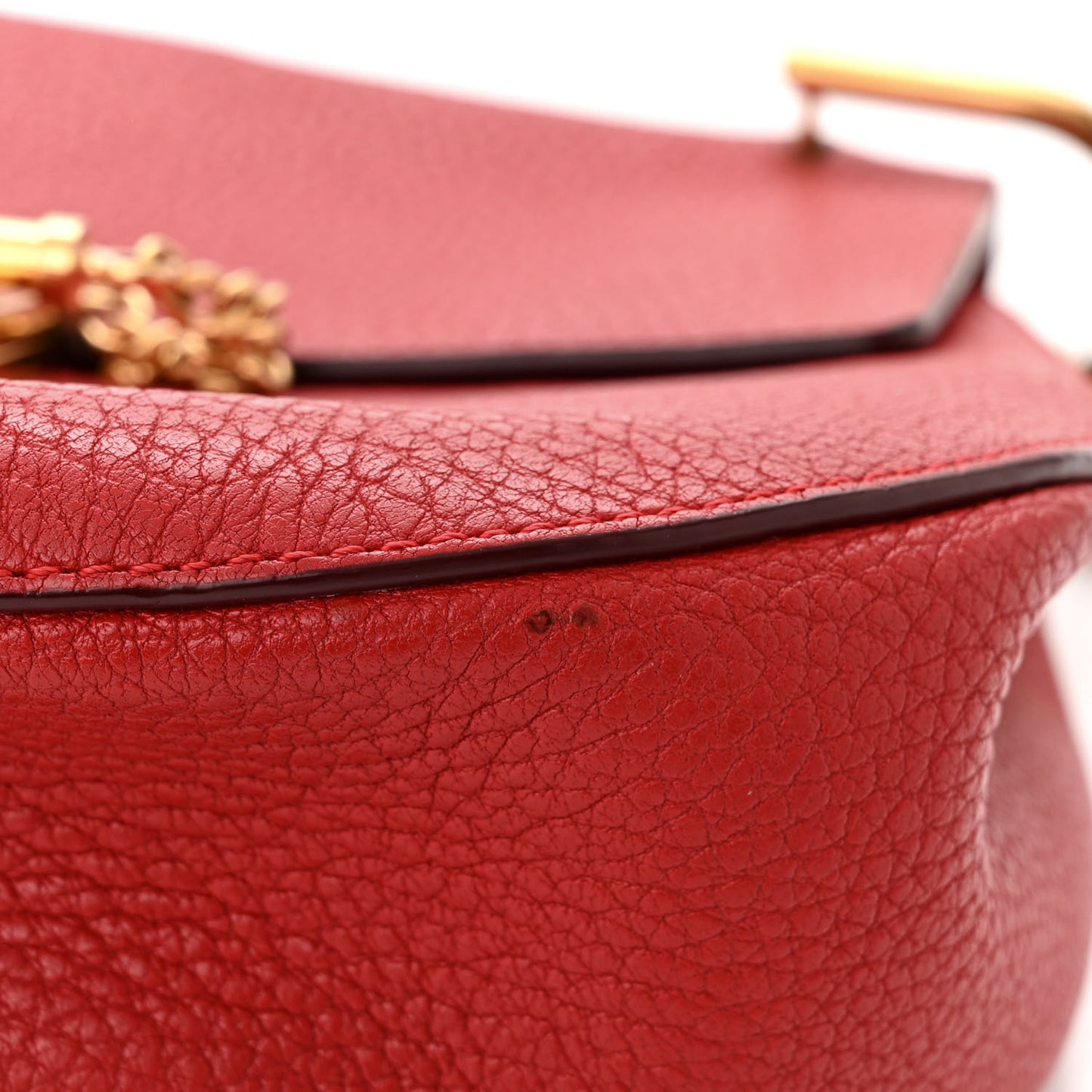 Grained Lambskin Drew Shoulder Bag Plaid Red