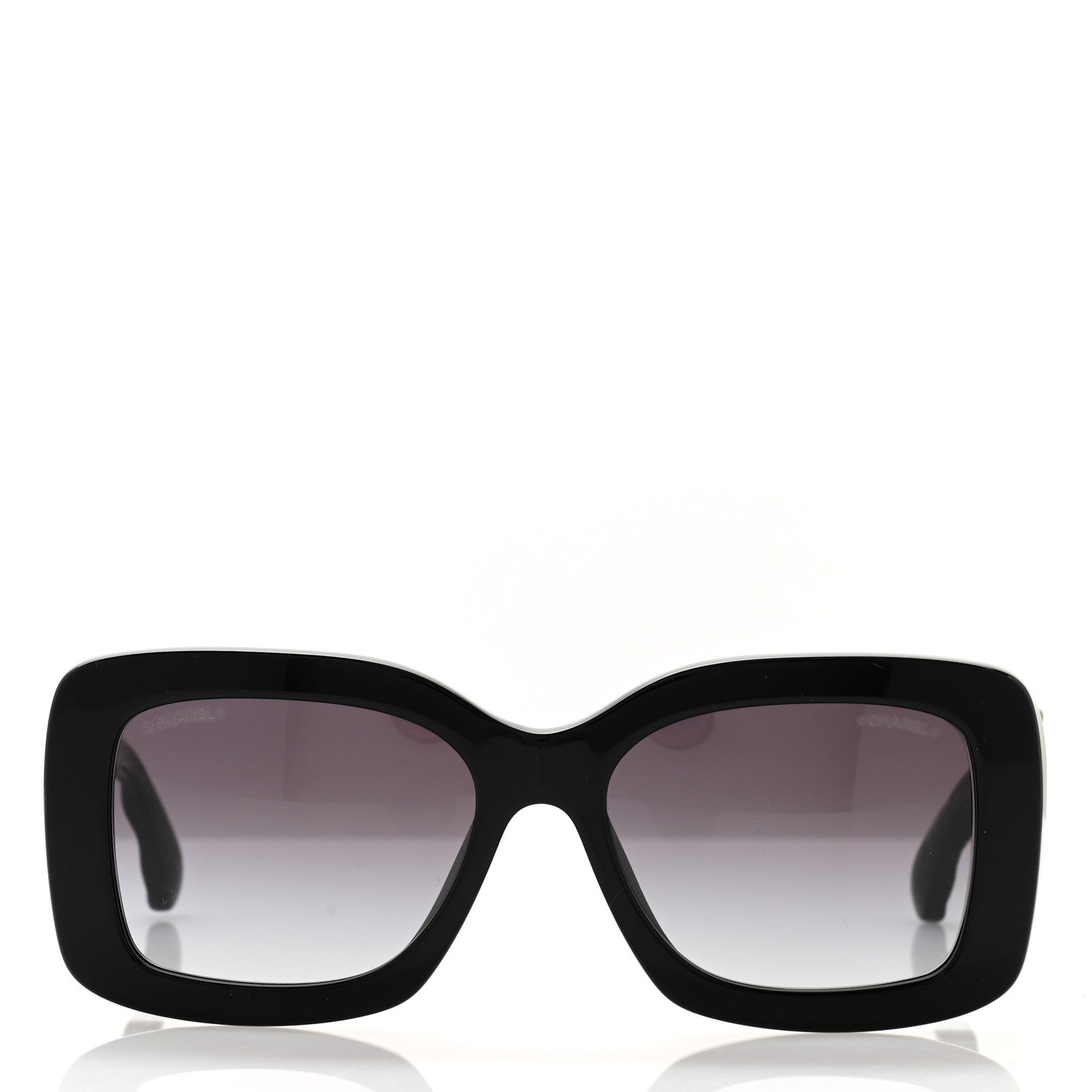 Chanel Acetate Quilted CC Rectangle Sunglasses 5483-A Black 2 of 8