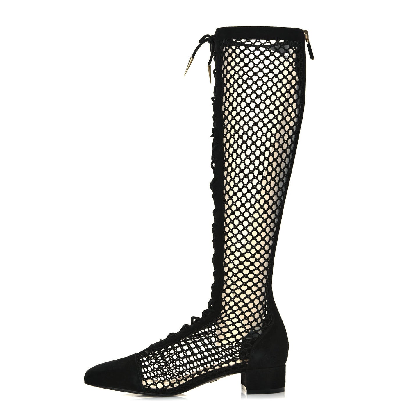 Suede Resille Naughtily-D 30mm Tall Boots 35 Black