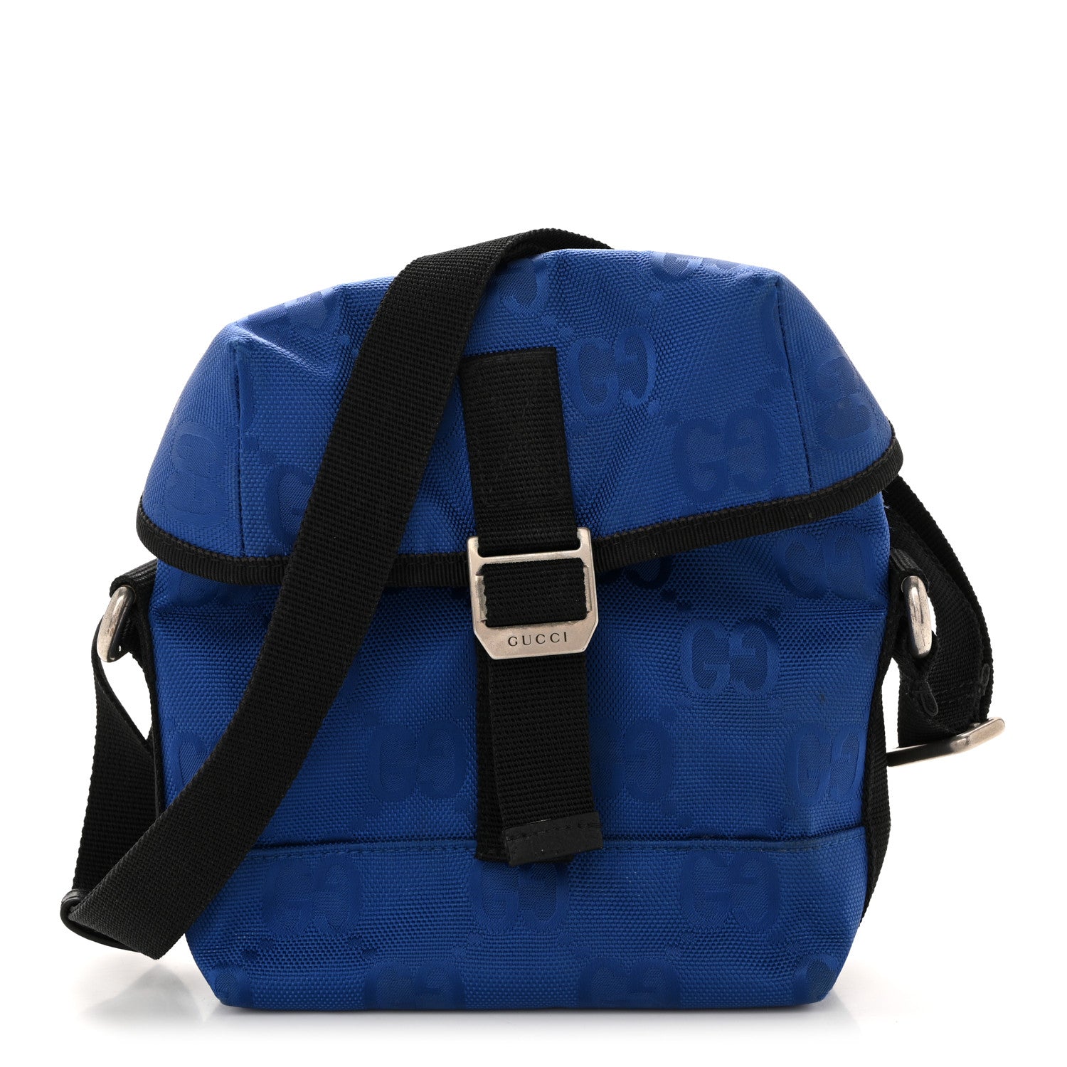 GUCCI GG Monogram OFF THE GRID Blue Nylon with Leather Trim Medium BACKPACK Gucci Blue GG Monogram Nylon Backpack With Leather Trim main image 4