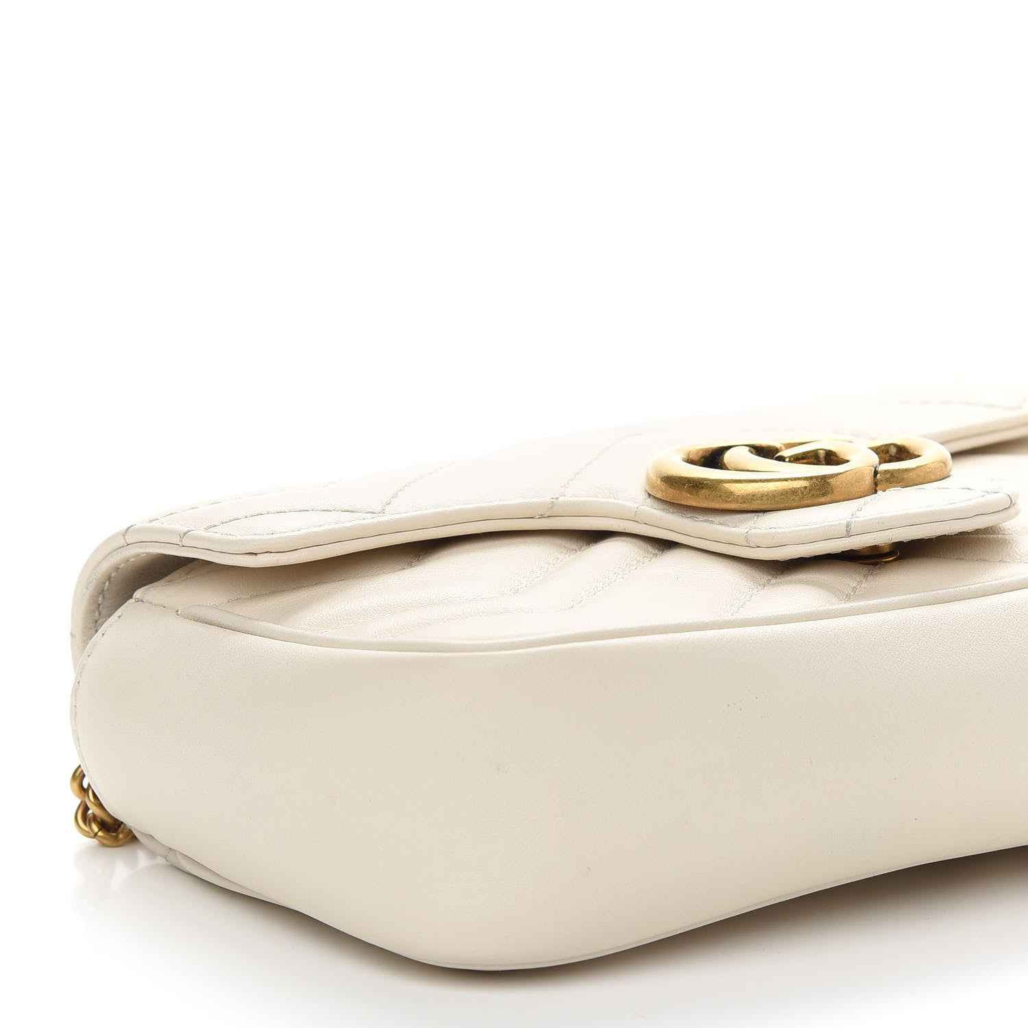 Gucci Calfskin Matelasse Super Mini GG Marmont Shoulder Bag White 8 of 9