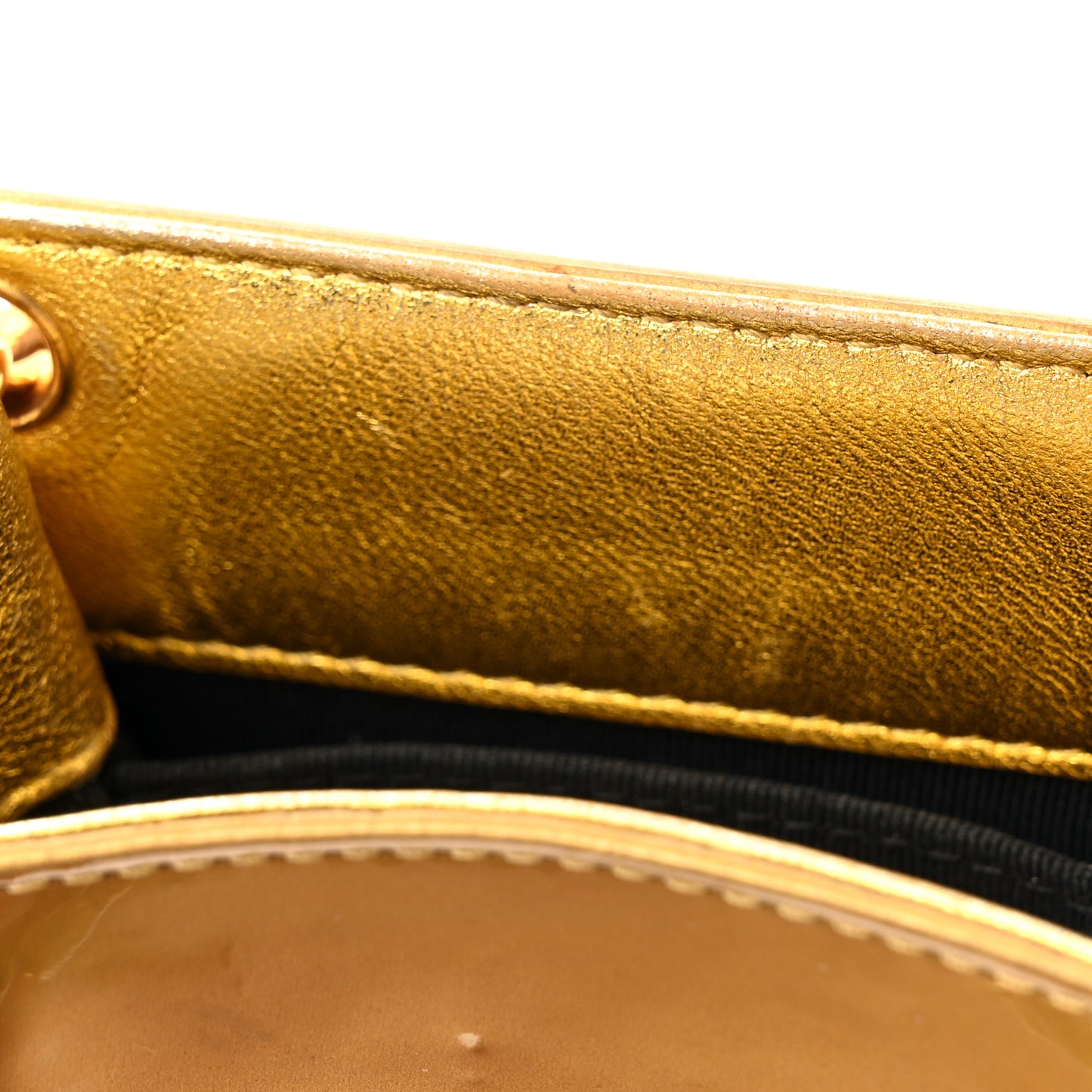 Patent Crossbody CC Phone Holder Gold
