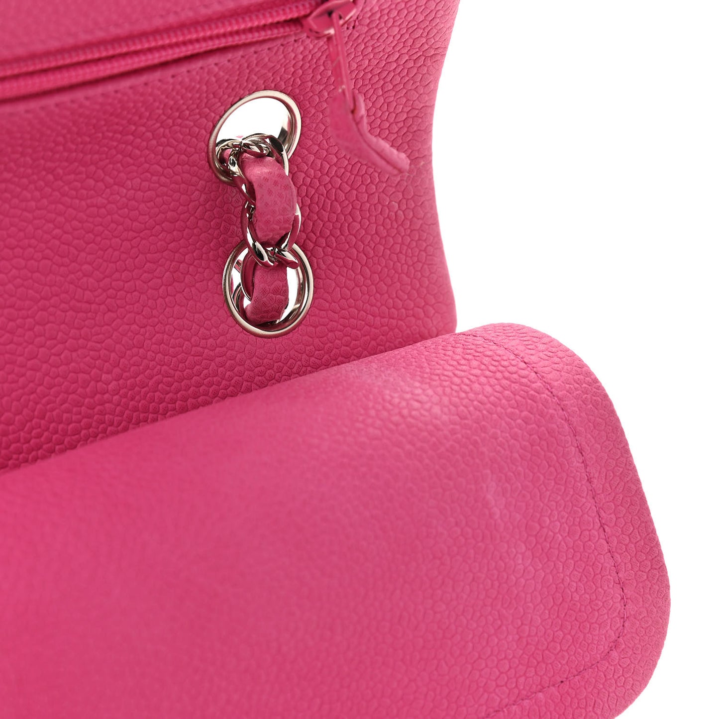 Iridescent Caviar Quilted Medium Double Flap Pink