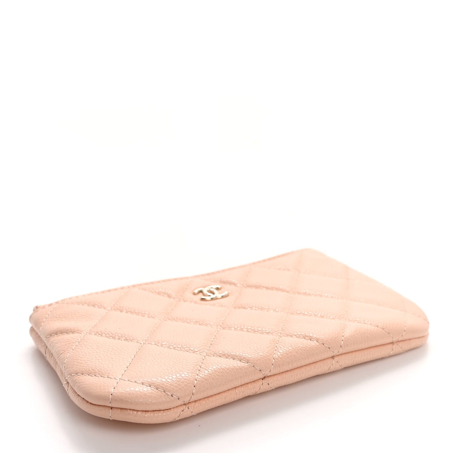 Caviar Quilted Small Cosmetic Case Light Beige