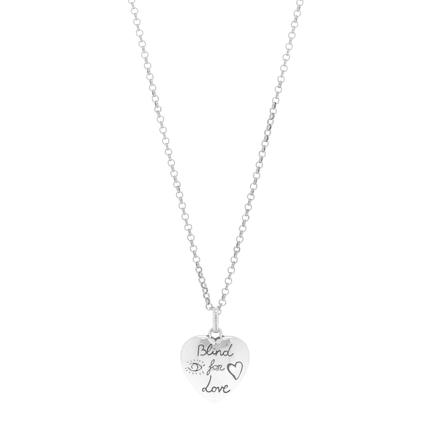 Sterling Silver Blind for Love Heart Pendant Necklace
