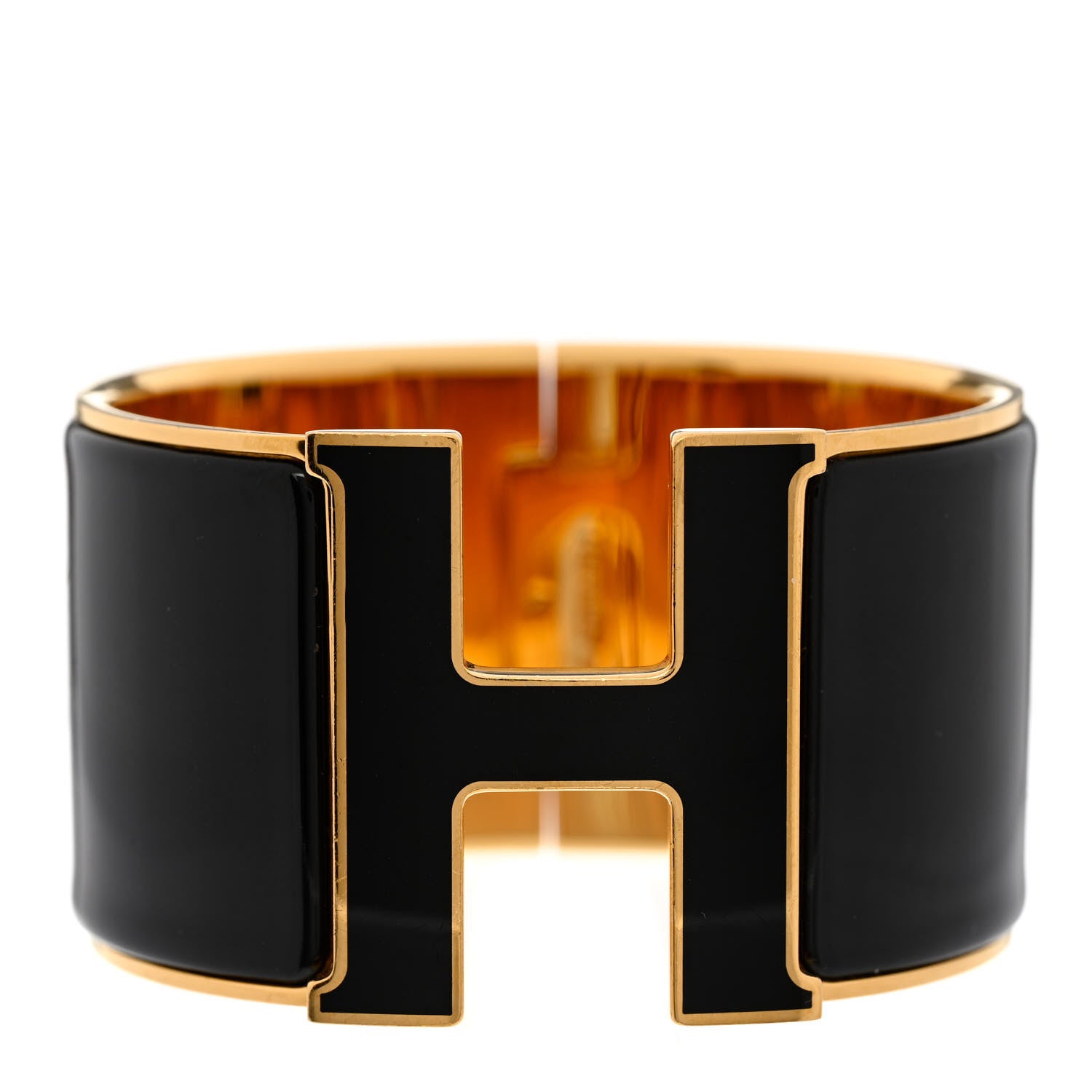 Hermes Enamel Extra Wide Clic H Bracelet PM Black 1 of 4